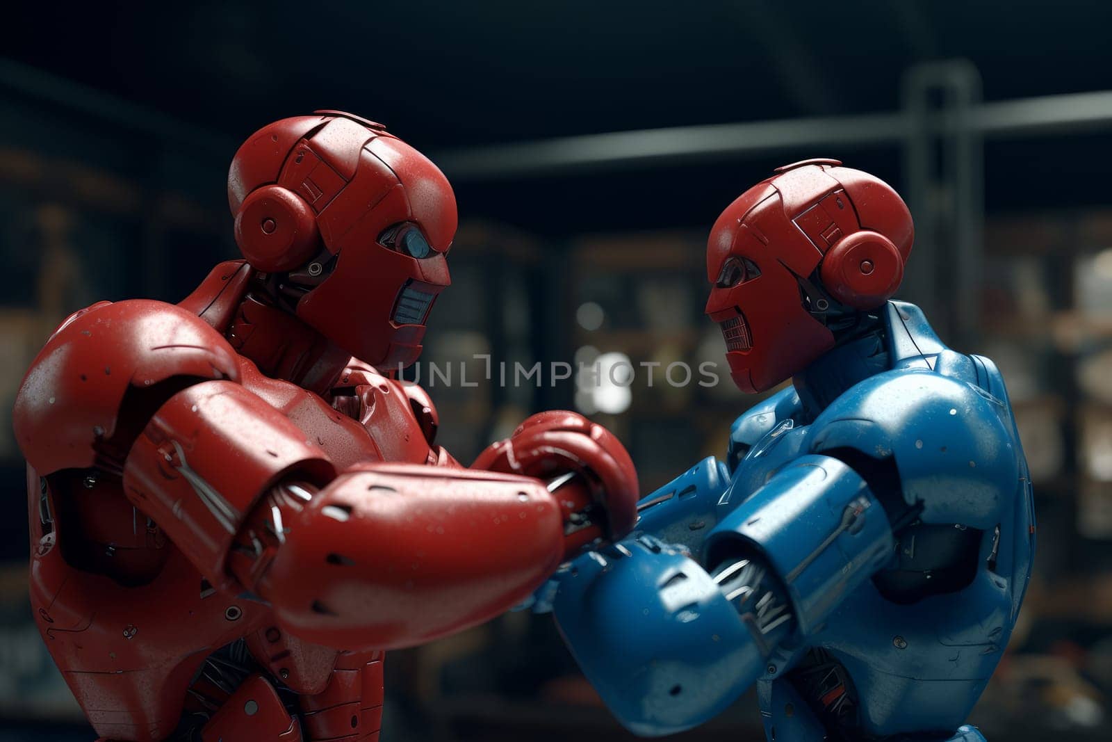 Boxing fight robot. Robotic power. Generate Ai