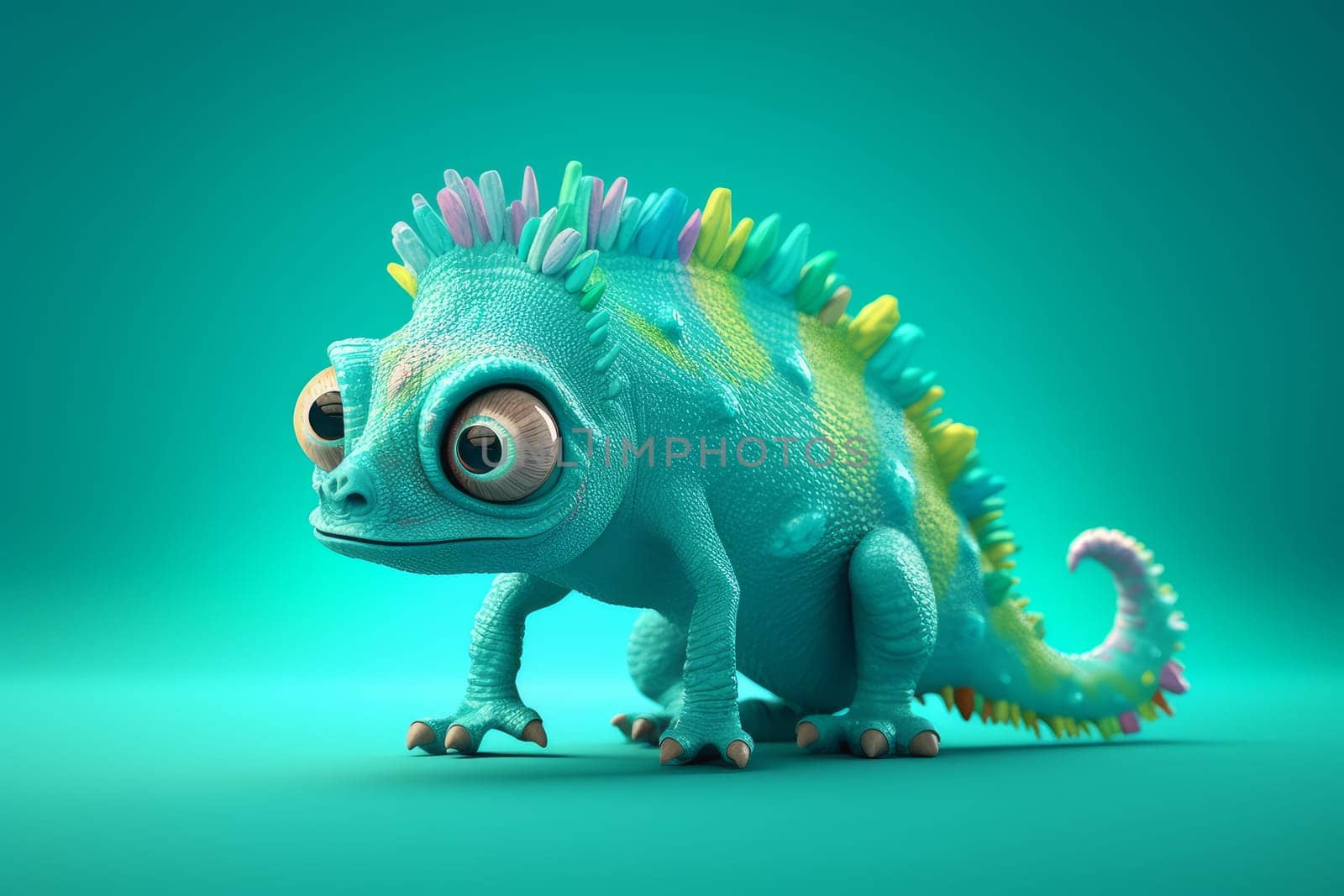 Cute cartoon chameleon. Reptile lizard. Generate Ai