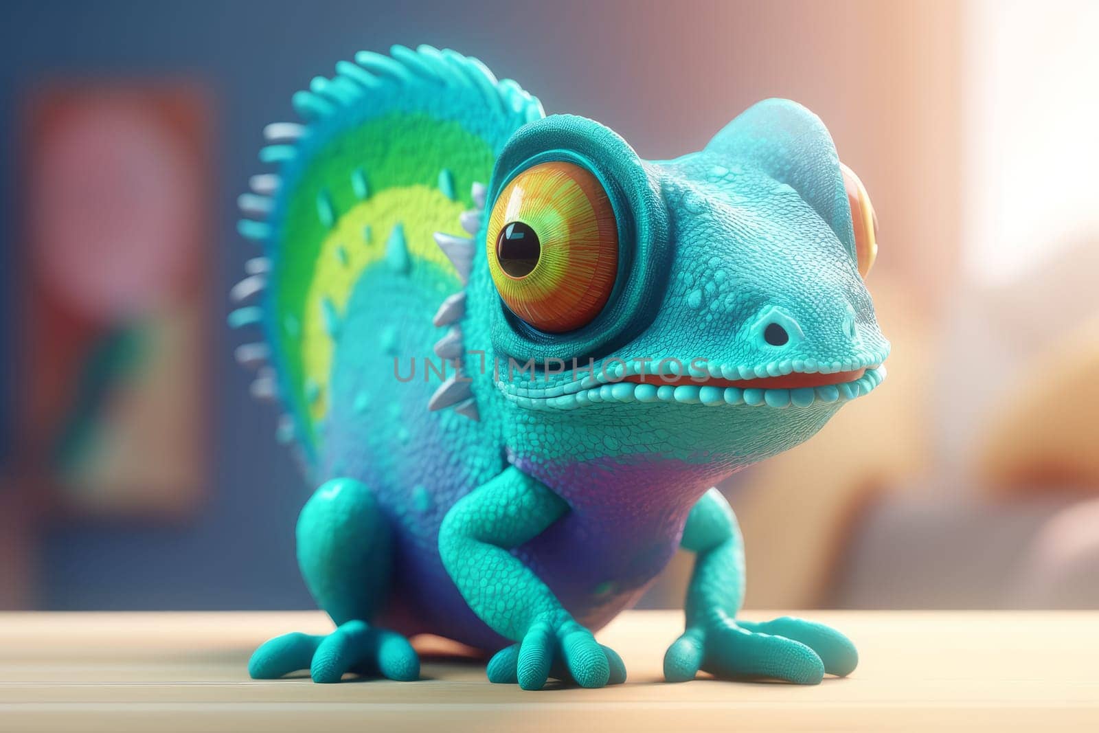 Cartoon chameleon. Generate Ai by ylivdesign