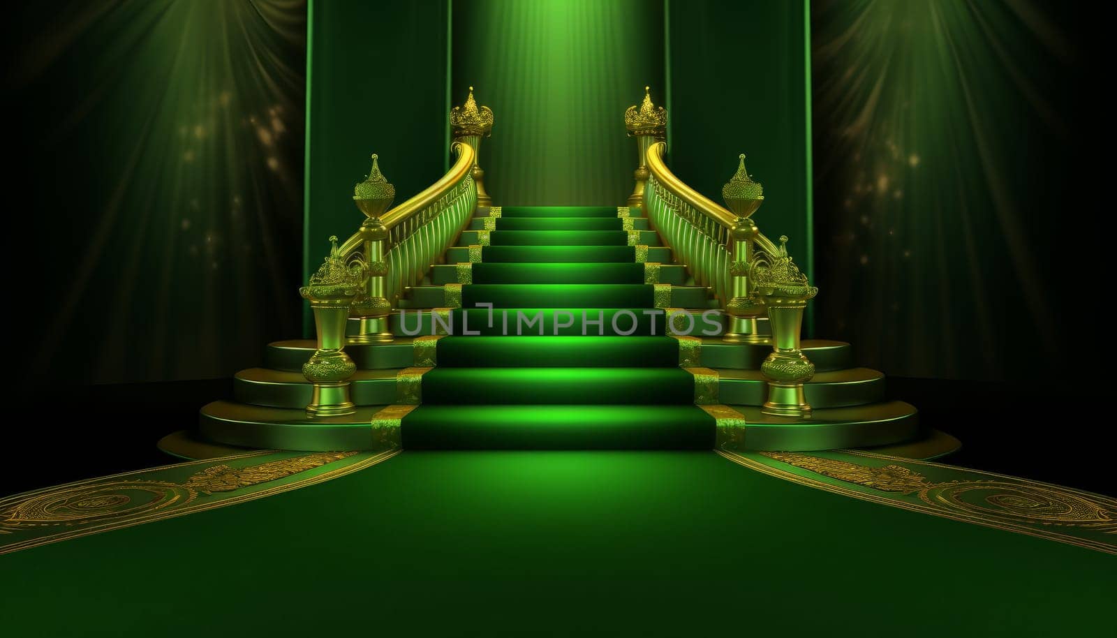 Green carpet at castle. Generate Ai by ylivdesign