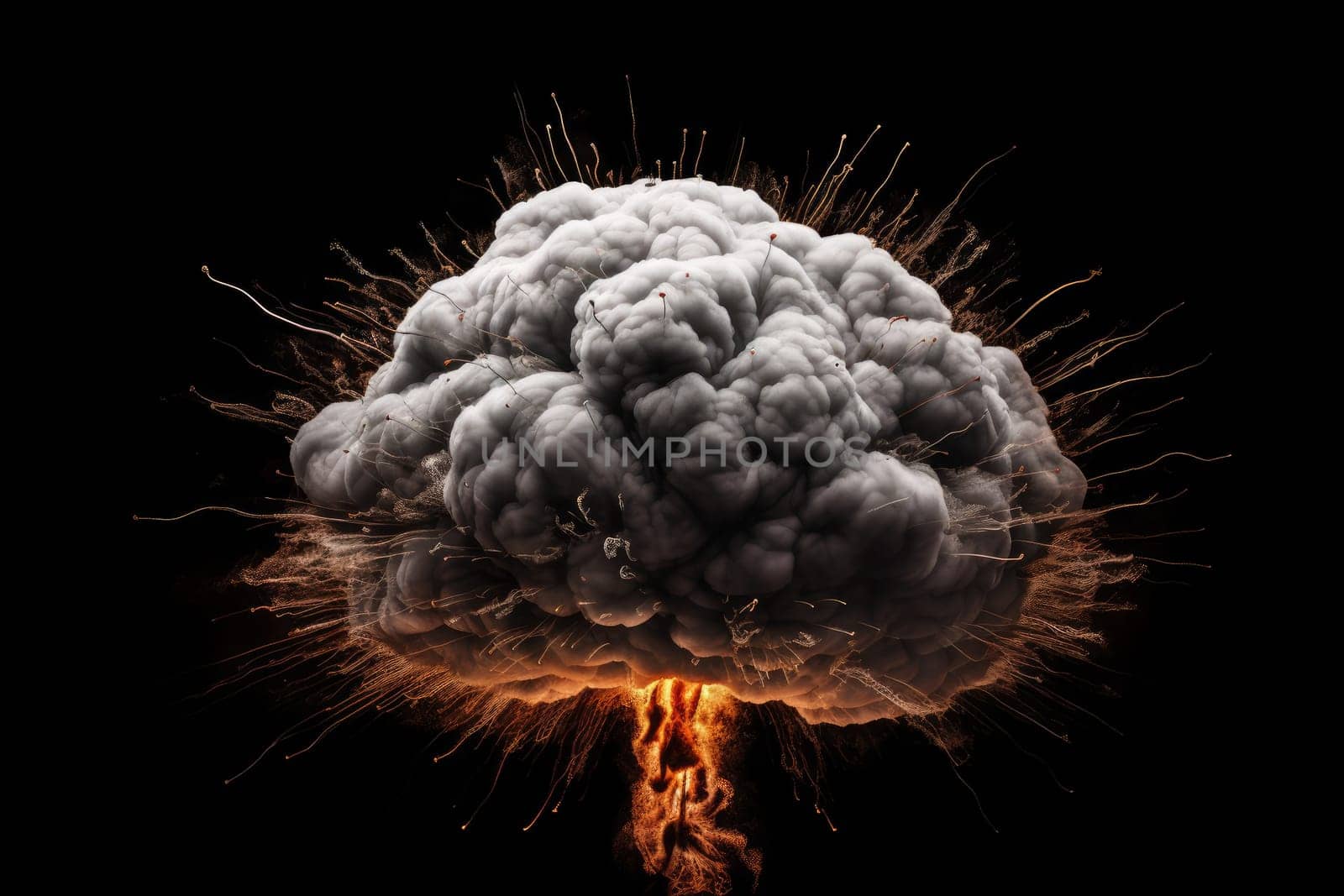 Human brain atomic explosion. Human mental. Generate Ai