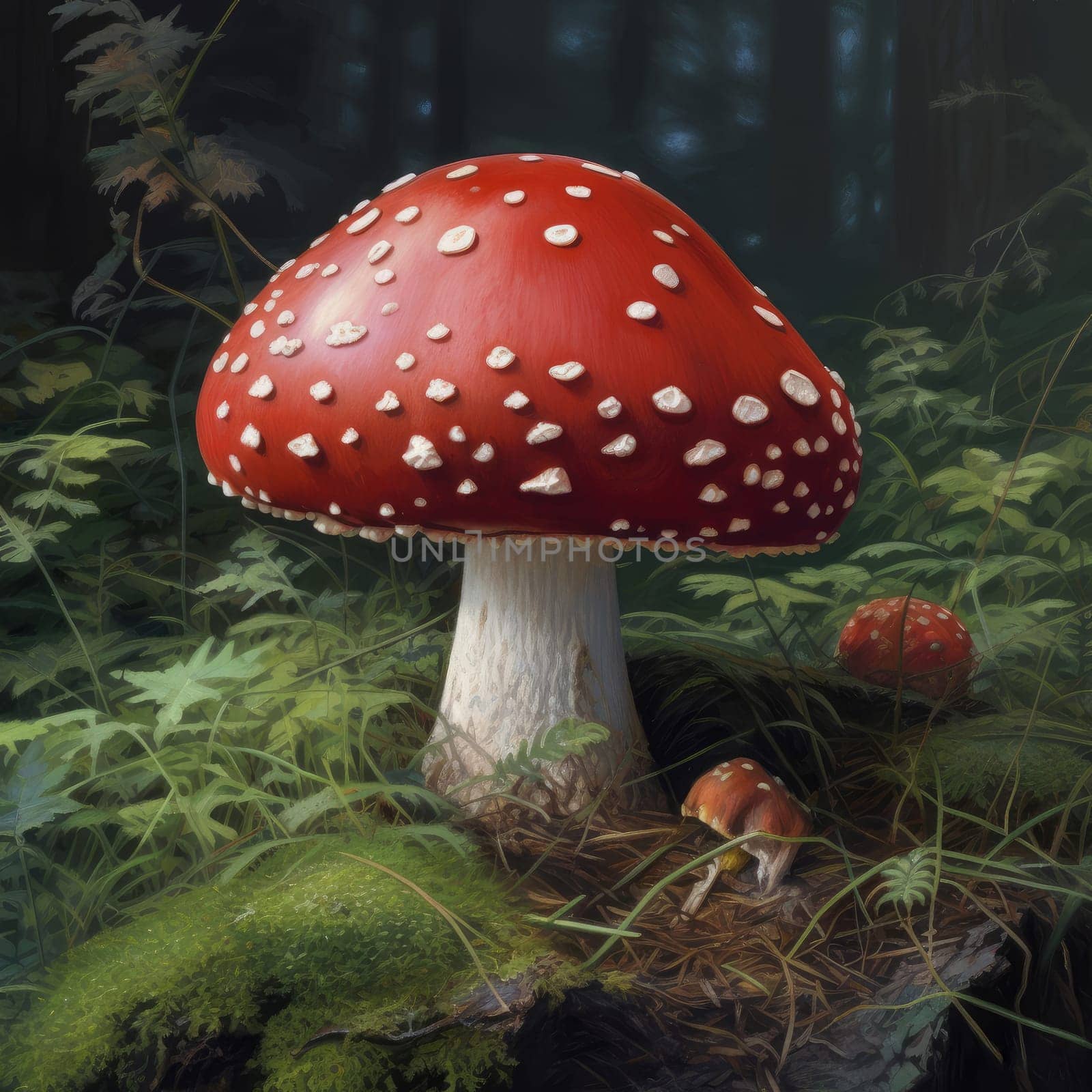 Red toadstool. Generate Ai by ylivdesign