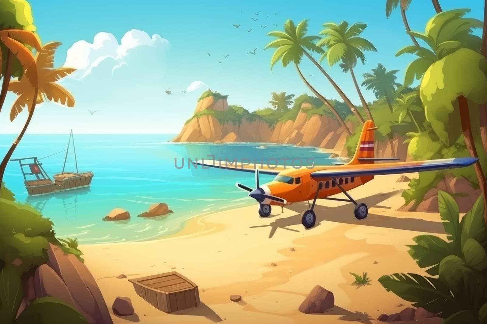 Travel summer illustration. Generate Ai by ylivdesign