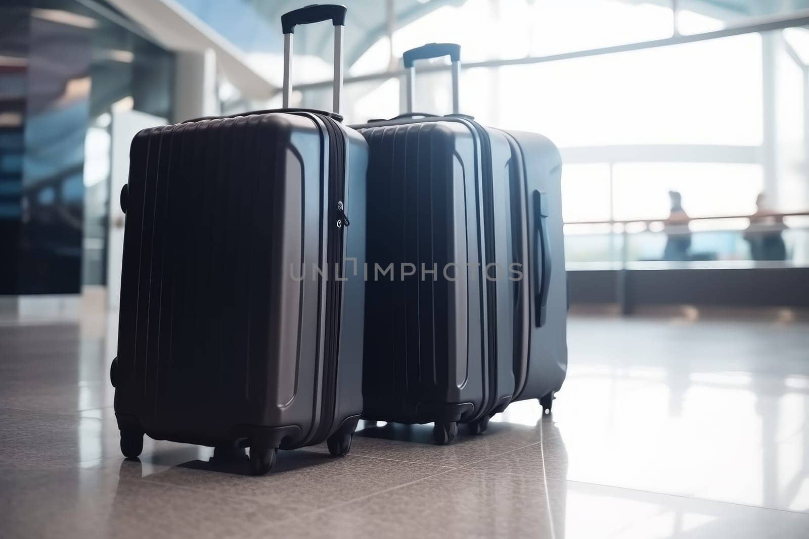 Airport travel luggage. Generate Ai by ylivdesign