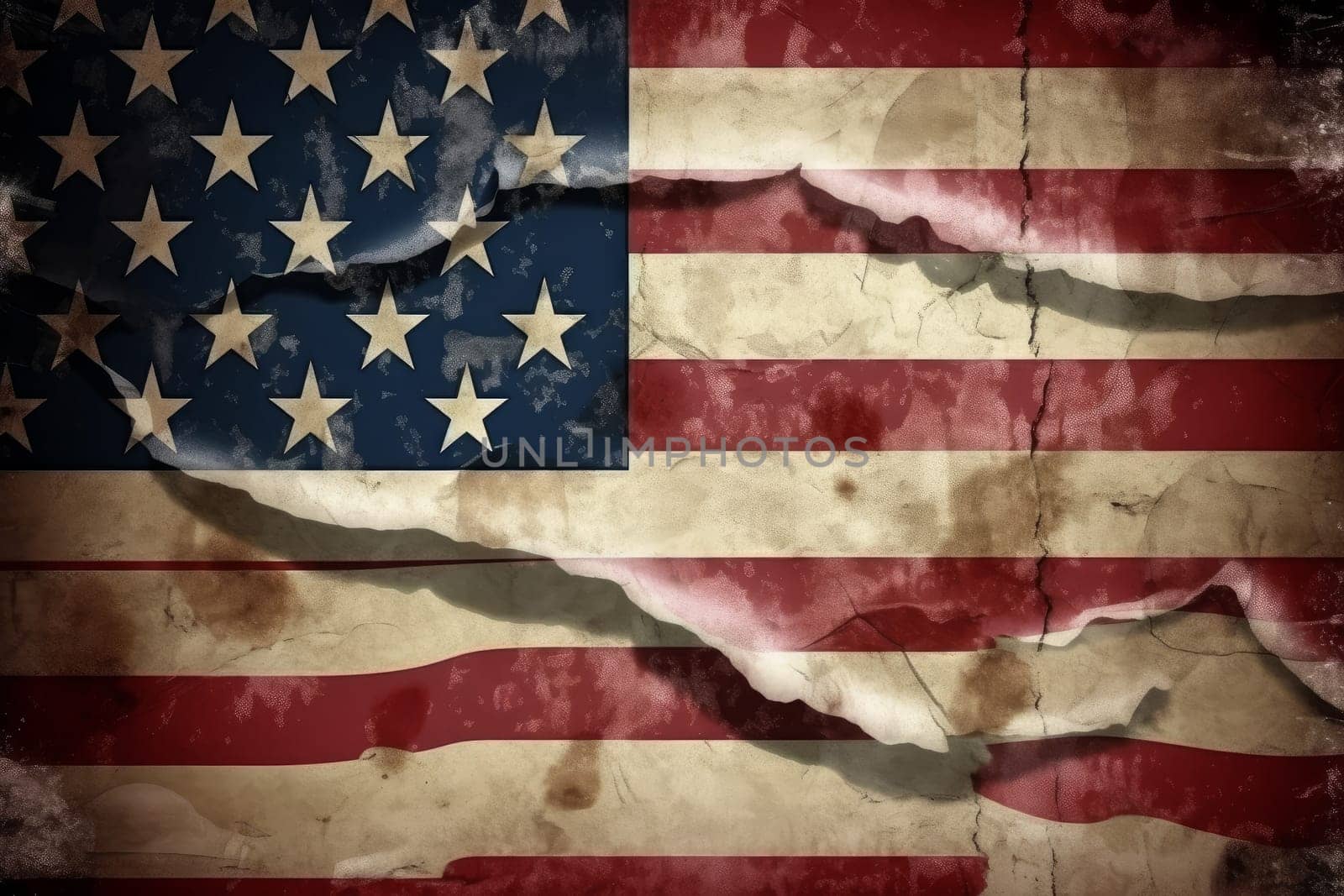 Usa flag vintage. Generate Ai by ylivdesign