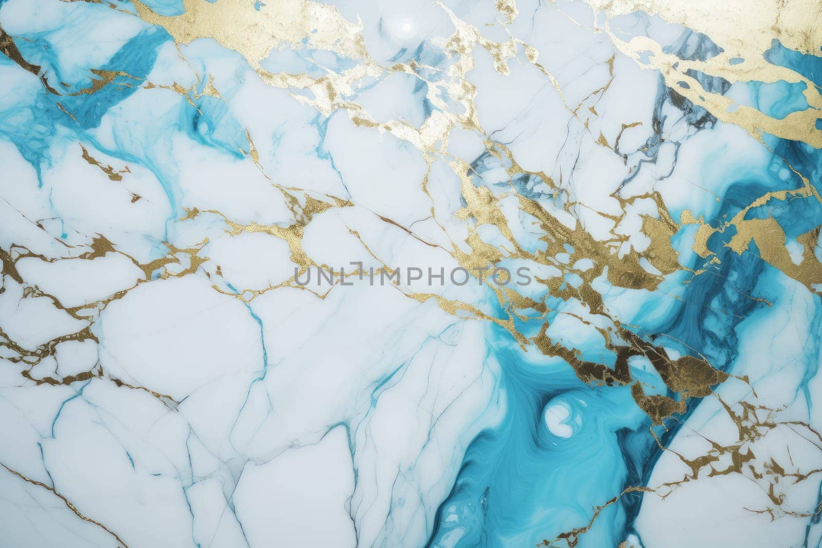 White blue gold marble art. Generate Ai by ylivdesign