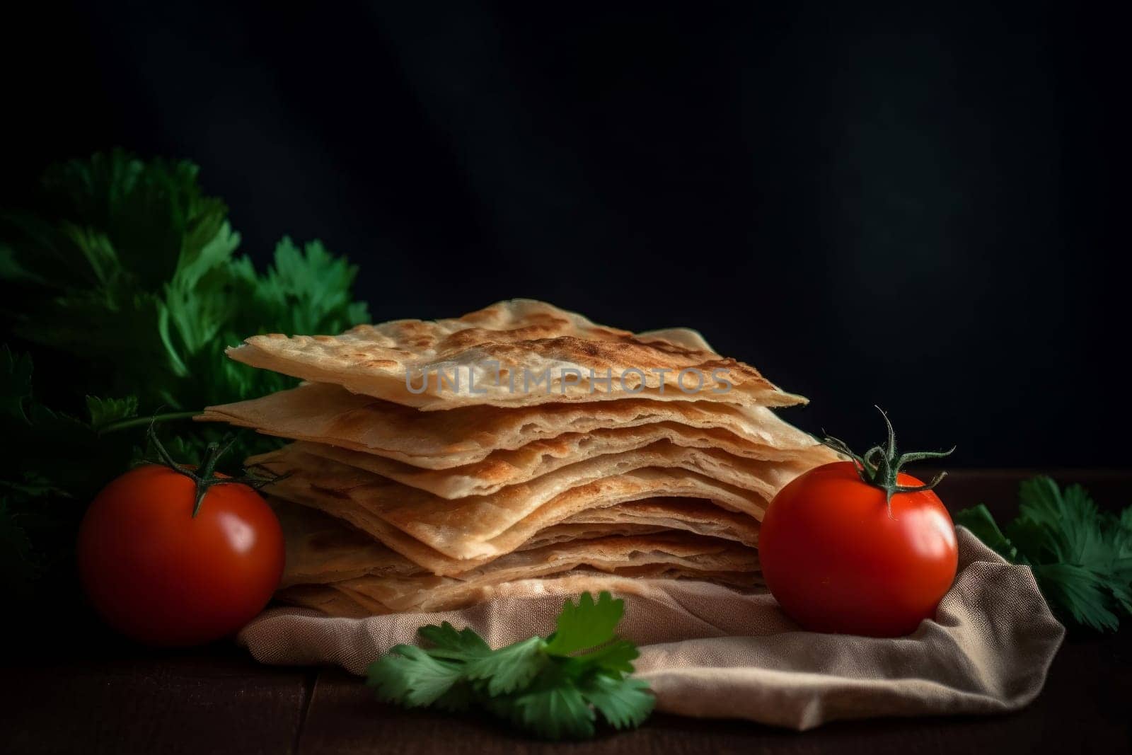 Hot bread lavash. Generate Ai by ylivdesign