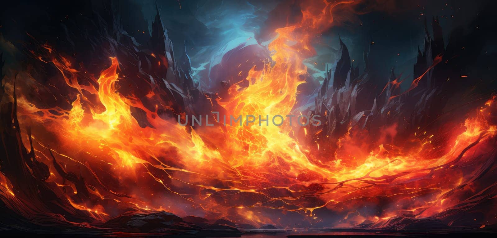 Fiery flame with dark background by palinchak
