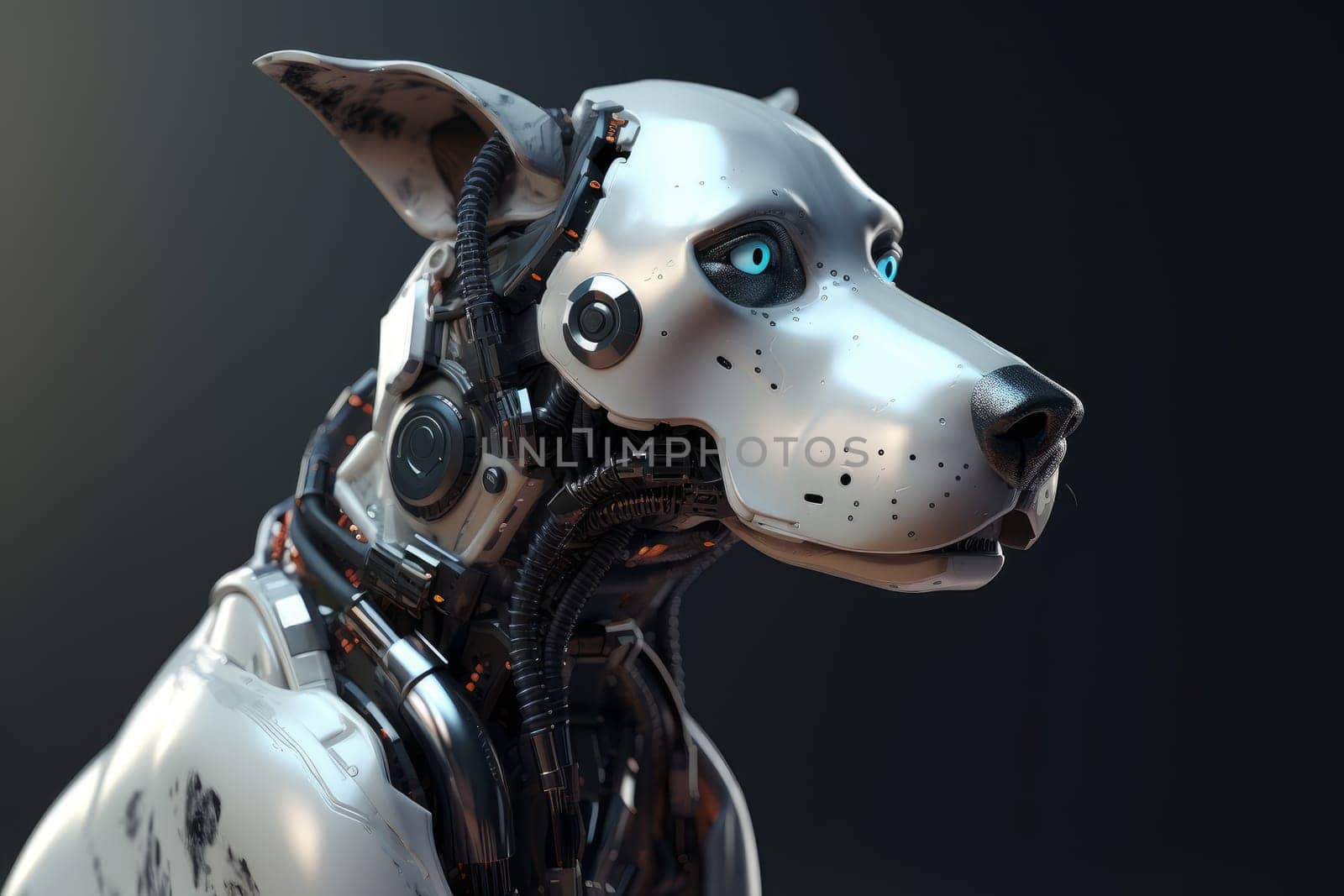 Cute futuristic robot dog. Robotic animal. Generate Ai