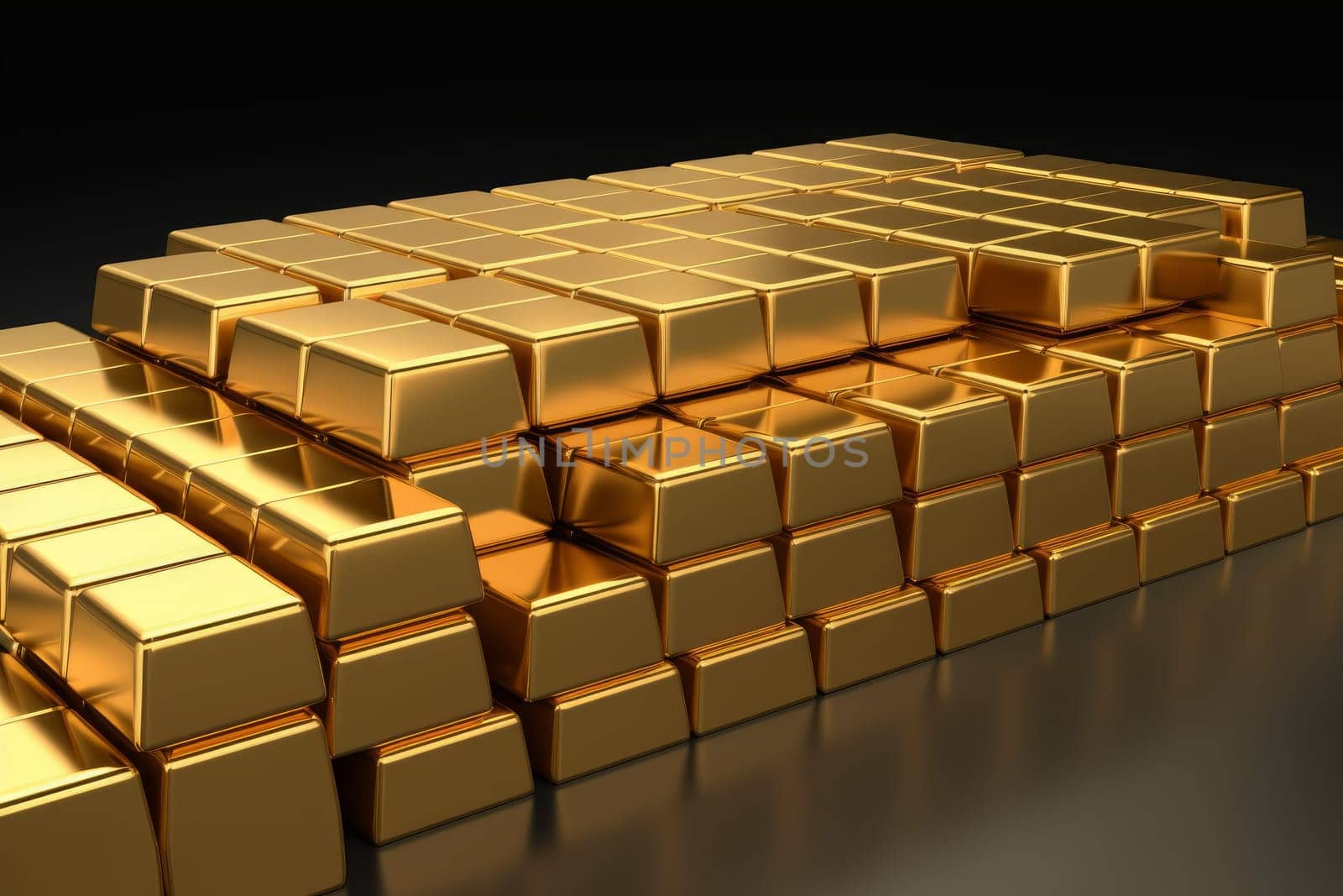 Gold stack bars. Business bank. Generate Ai