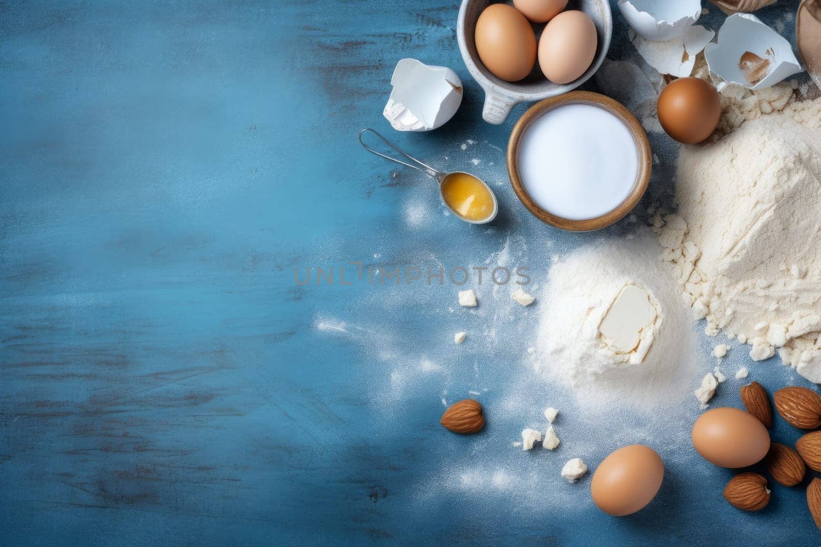 Ingredient bakery. Bread space sugar. Generate Ai
