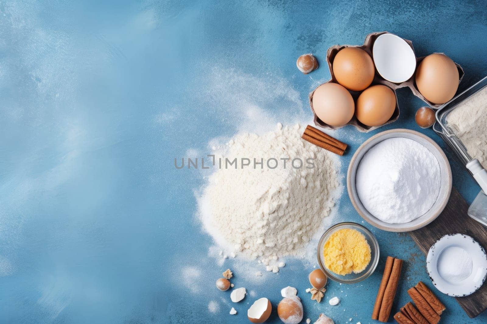 Healthy baking ingredients sugar. Cooked view. Generate Ai