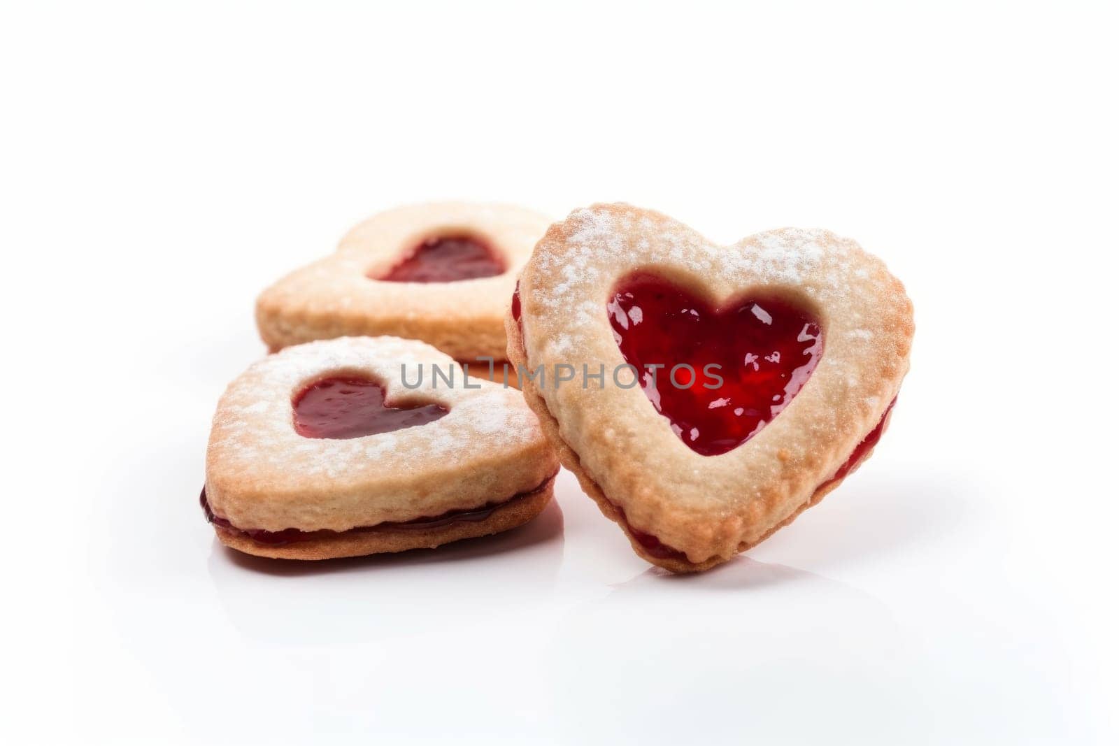 Heart jam cookies. Tasty cookie. Generate Ai