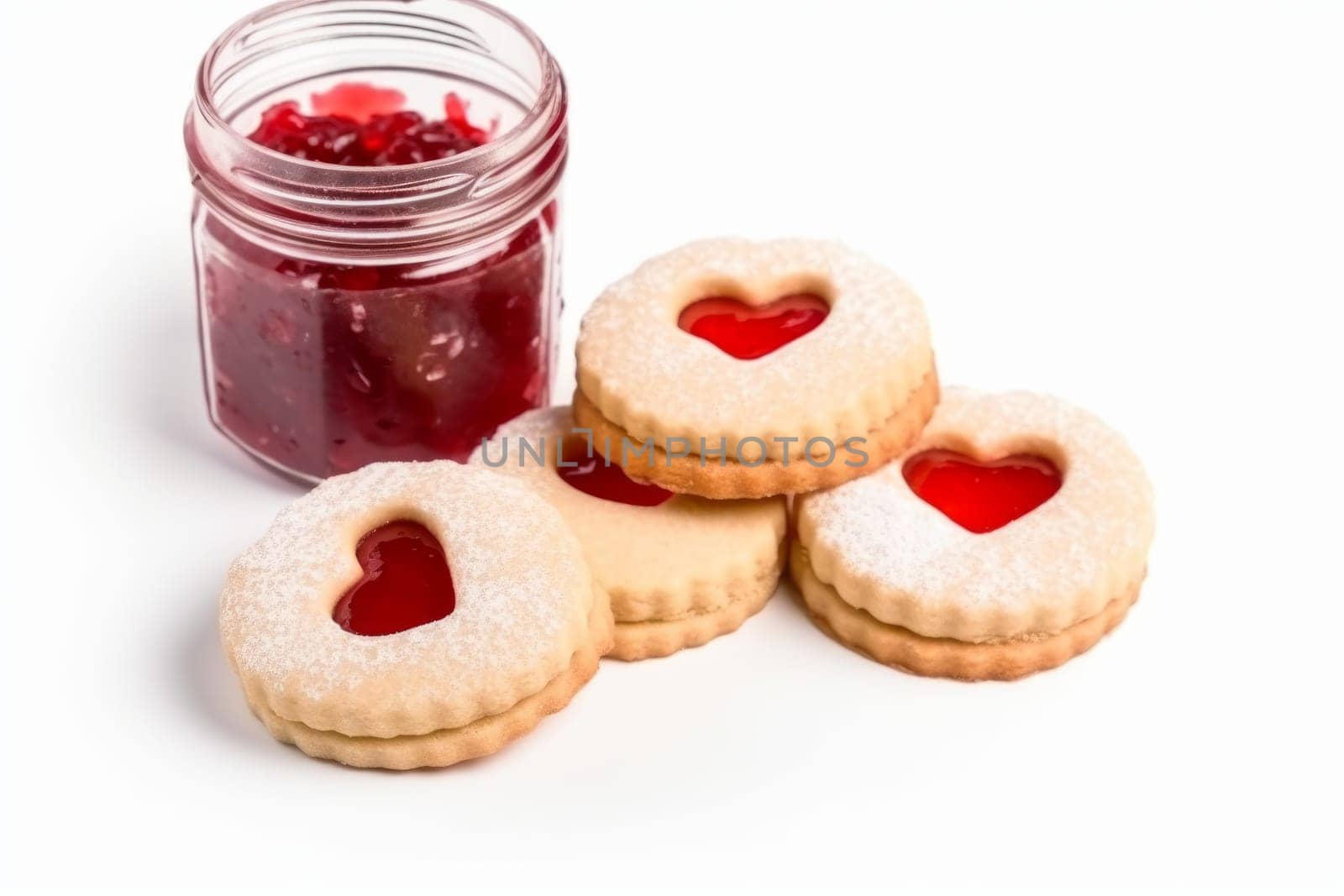 Hearts jam cookies valentines day. Sweet tasty. Generate Ai