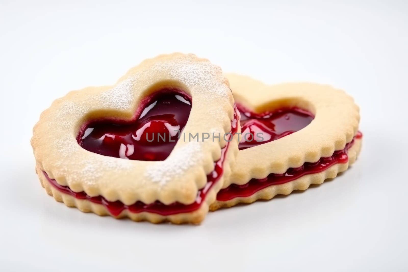Heart jam cookies. Tasty valentines dessert. Generate Ai