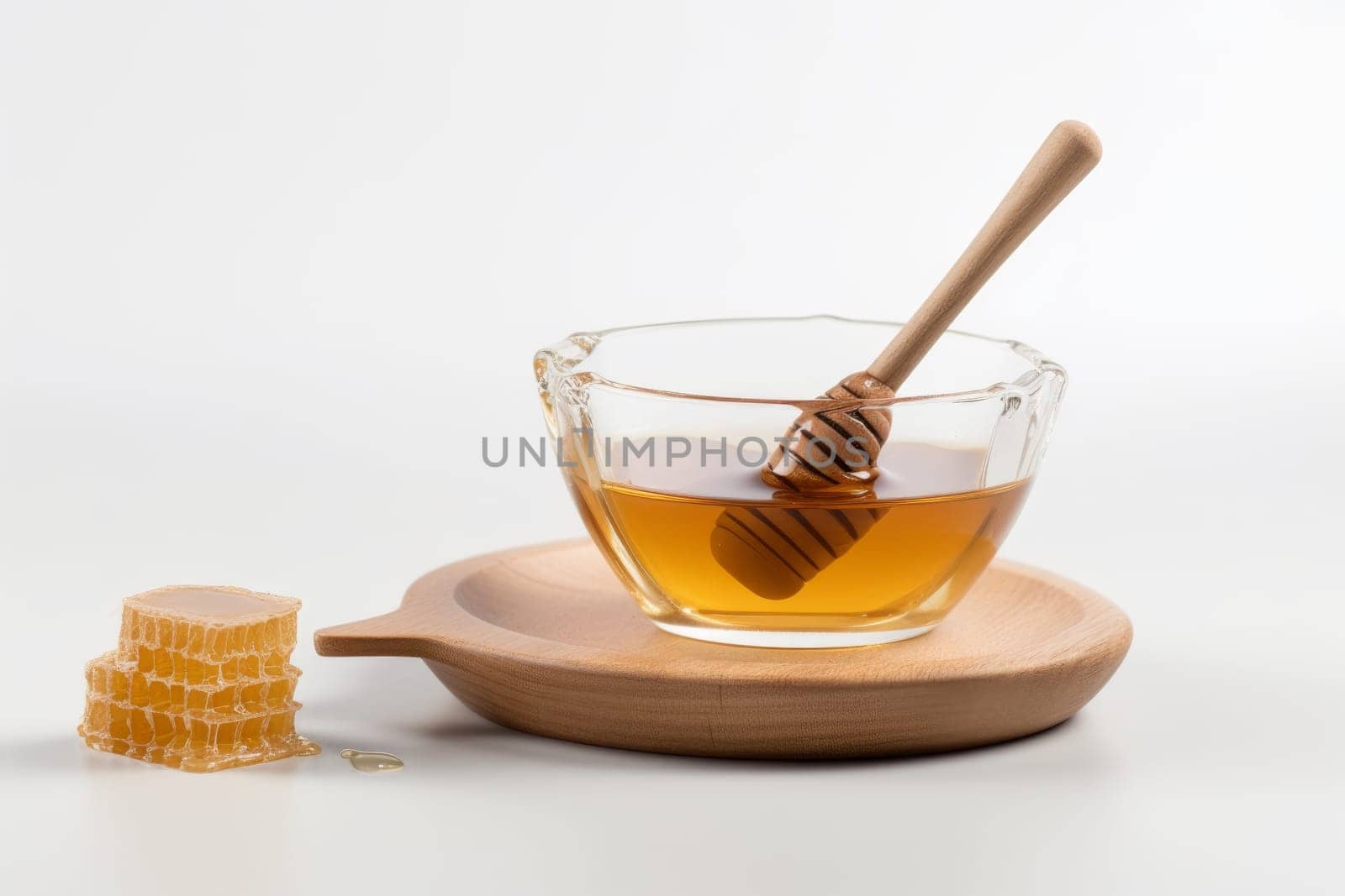 Honey isolated in glass pot. Organic food. Generate Ai