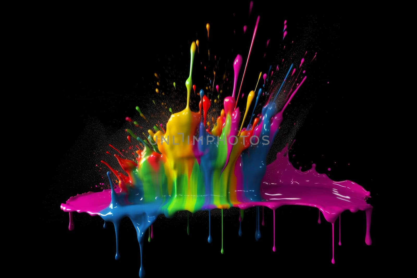 Colorful paint splatter. Rainbow wave. Generate Ai