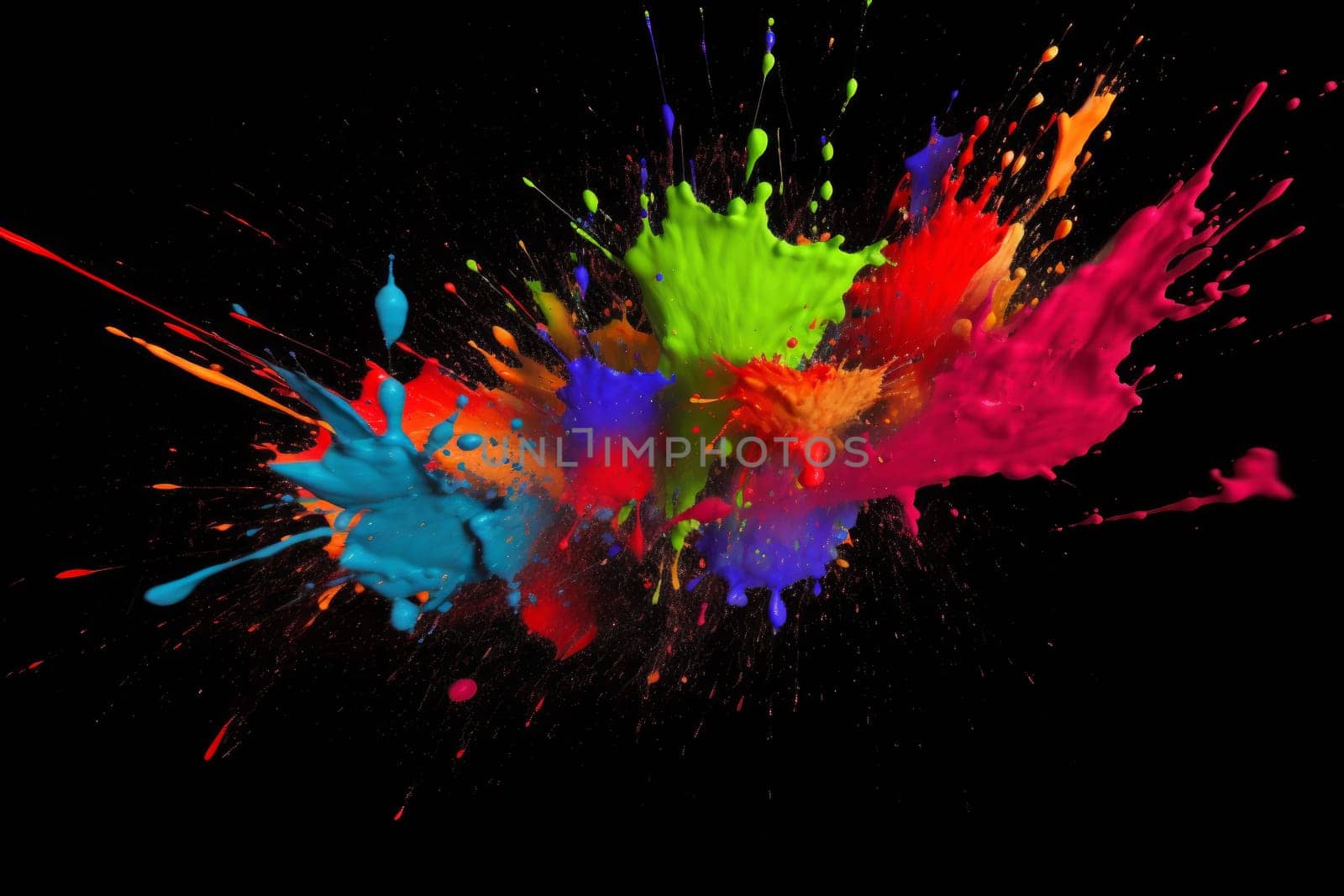 Painter splatter splash. Drip flow explosion. Generate Ai