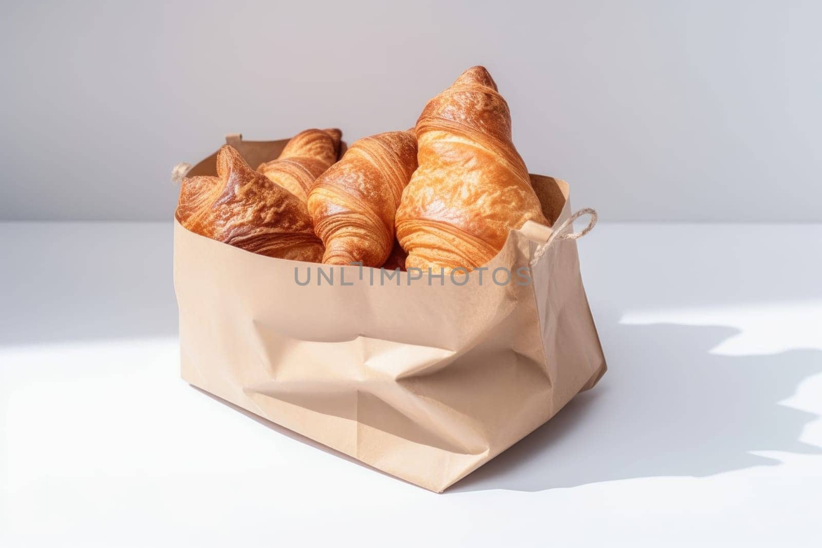 Hot paper bag croissant. Generate Ai by ylivdesign