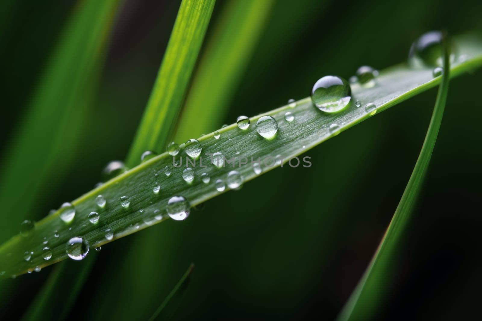 Morning waterdrop on green grass. Generate Ai by ylivdesign