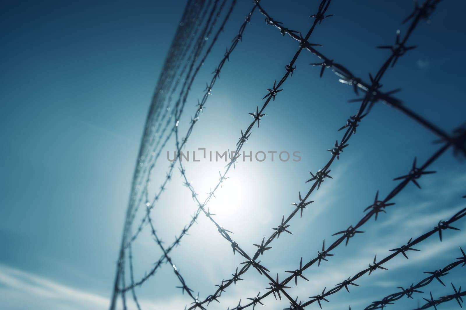 Metal wire fence. Nature dark area. Generate Ai