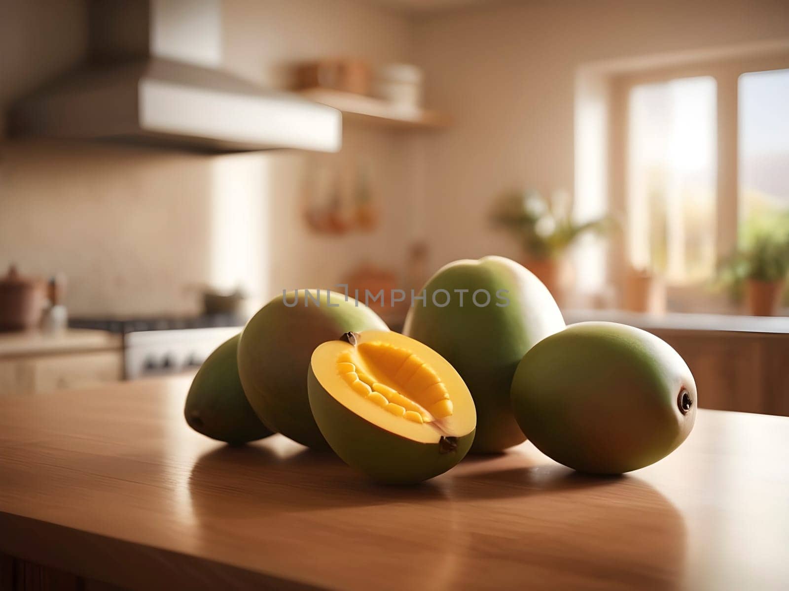 Glowing Ambiance: Mangostano Center Stage in the Defocused Afternoon Kitchen.