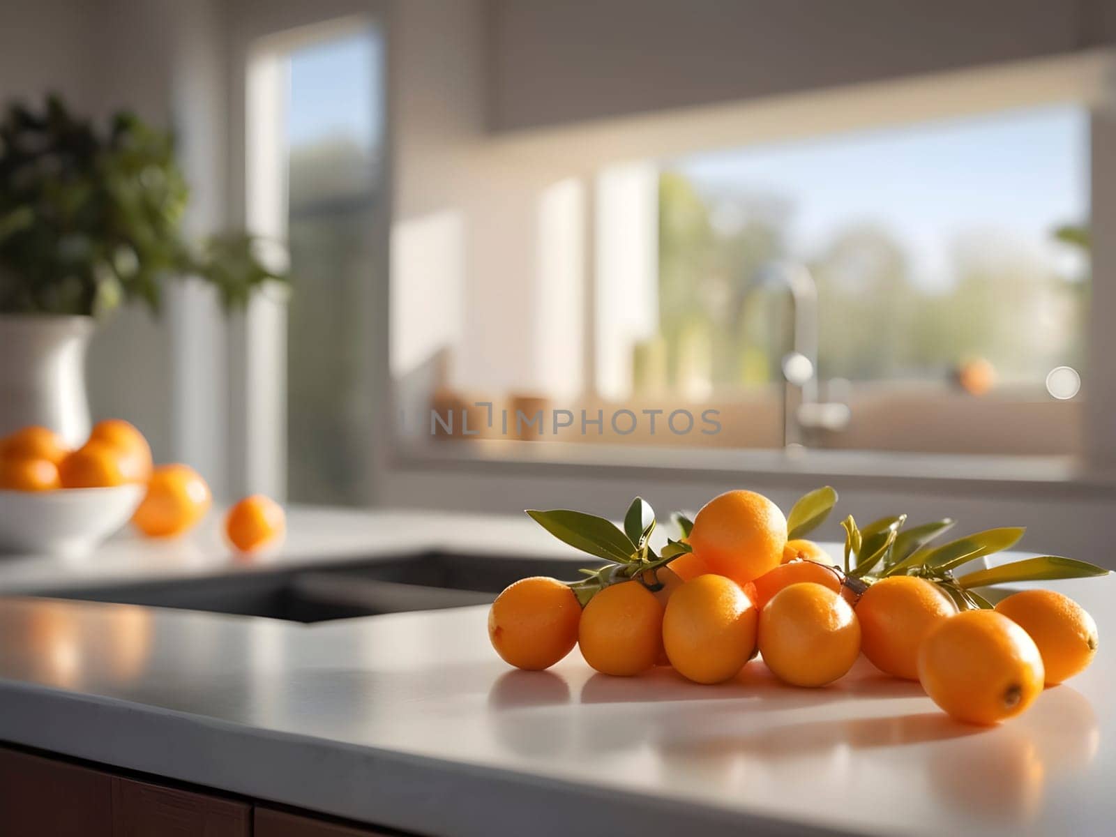 Kitchen Radiance: A Welcoming Atmosphere with a Centered Kumquat.