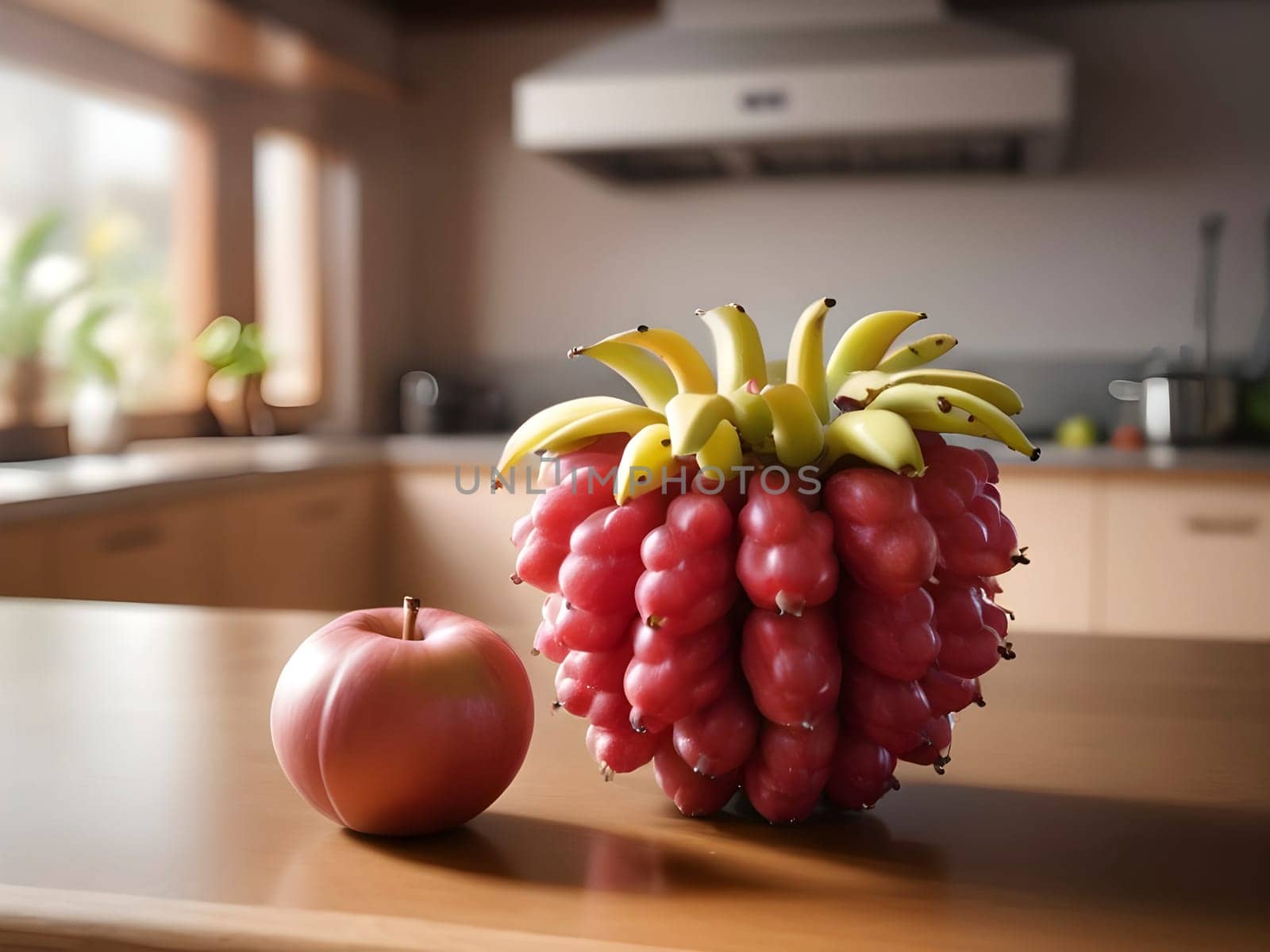 Golden Hour Elegance: Longkong Fruit Centerpiece in a Cozy, Sunlit Kitchen.