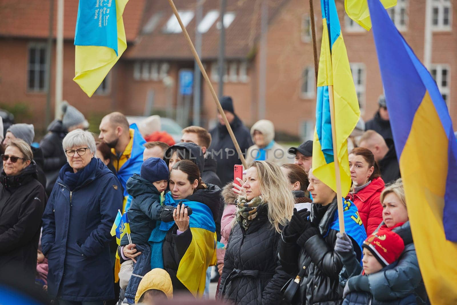 Ikast, Denmark, February 25, 2024: Action in support of Ukraine.