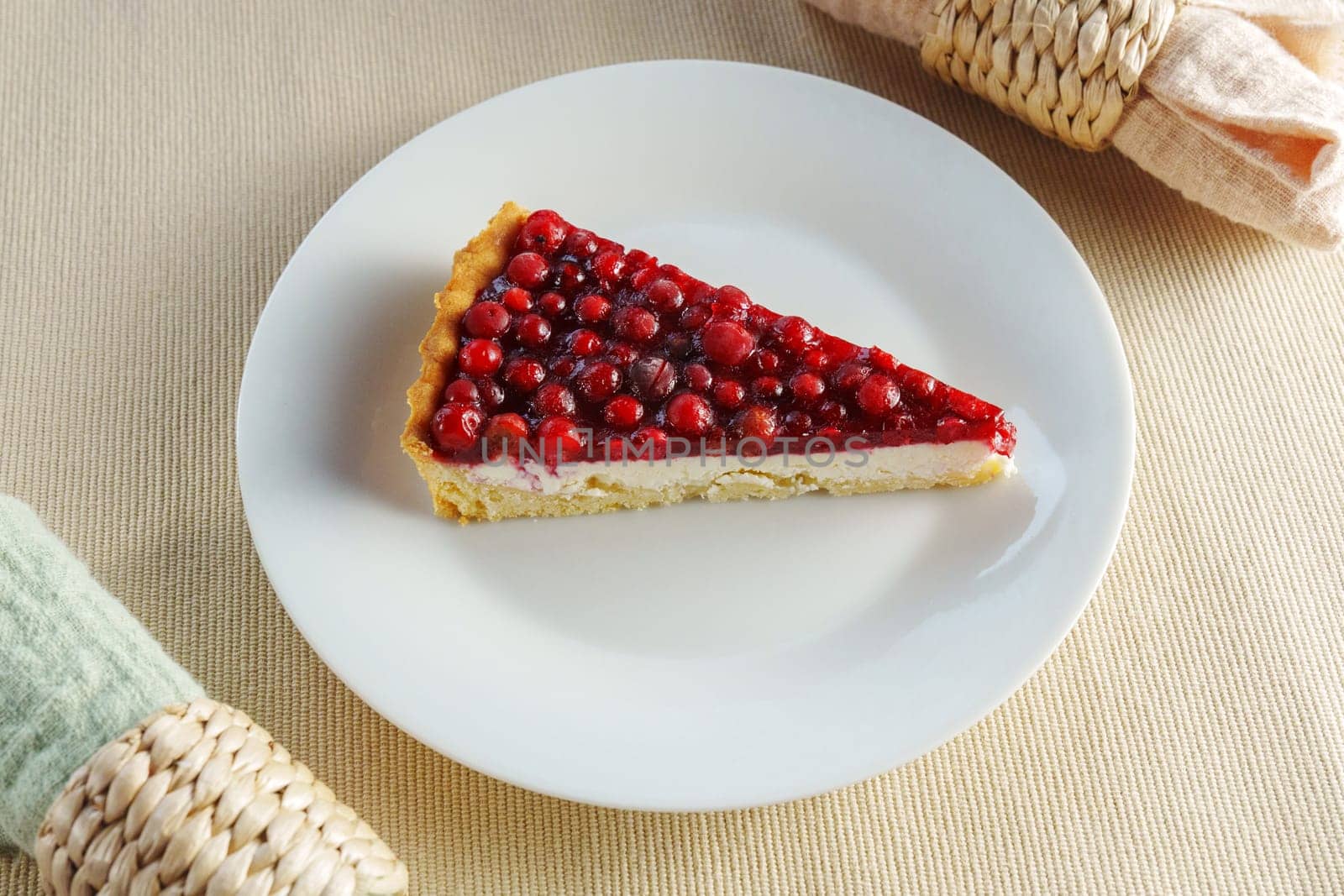 Beauty of a scrumptious slice of pie, gracefully perched on a charming antique plate atop a rustic table.