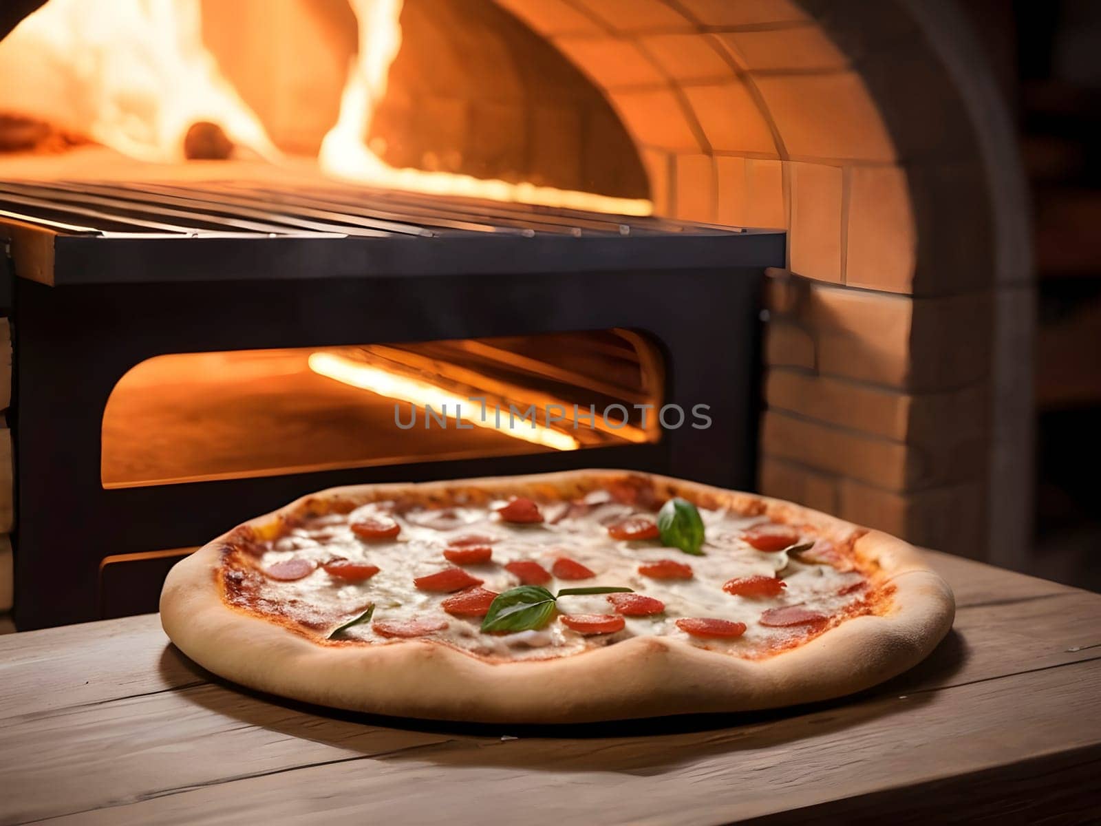 Savor the Aroma: Freshly Baked Pizza on a Rustic Wooden Surface.