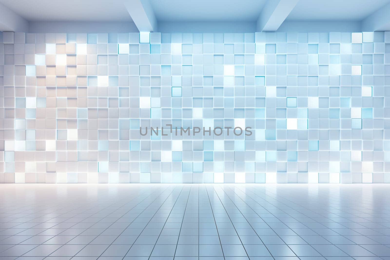 Abstract background of white cubes protruding from each other.