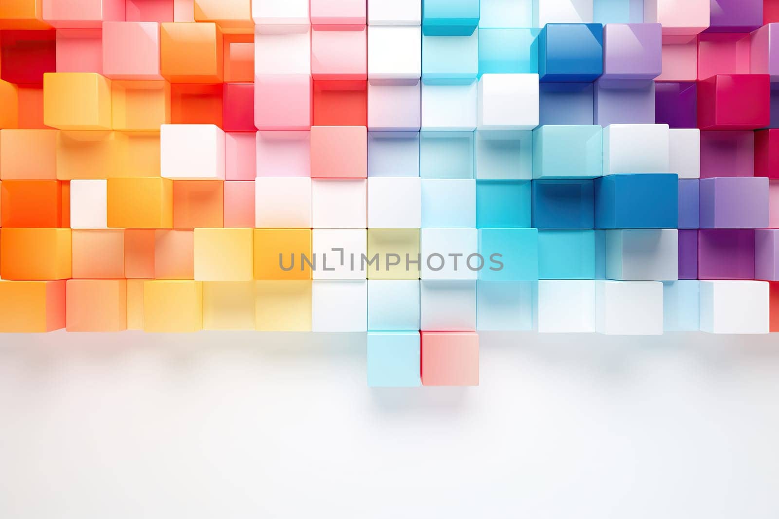 Abstract horizontal background with colored cubes.