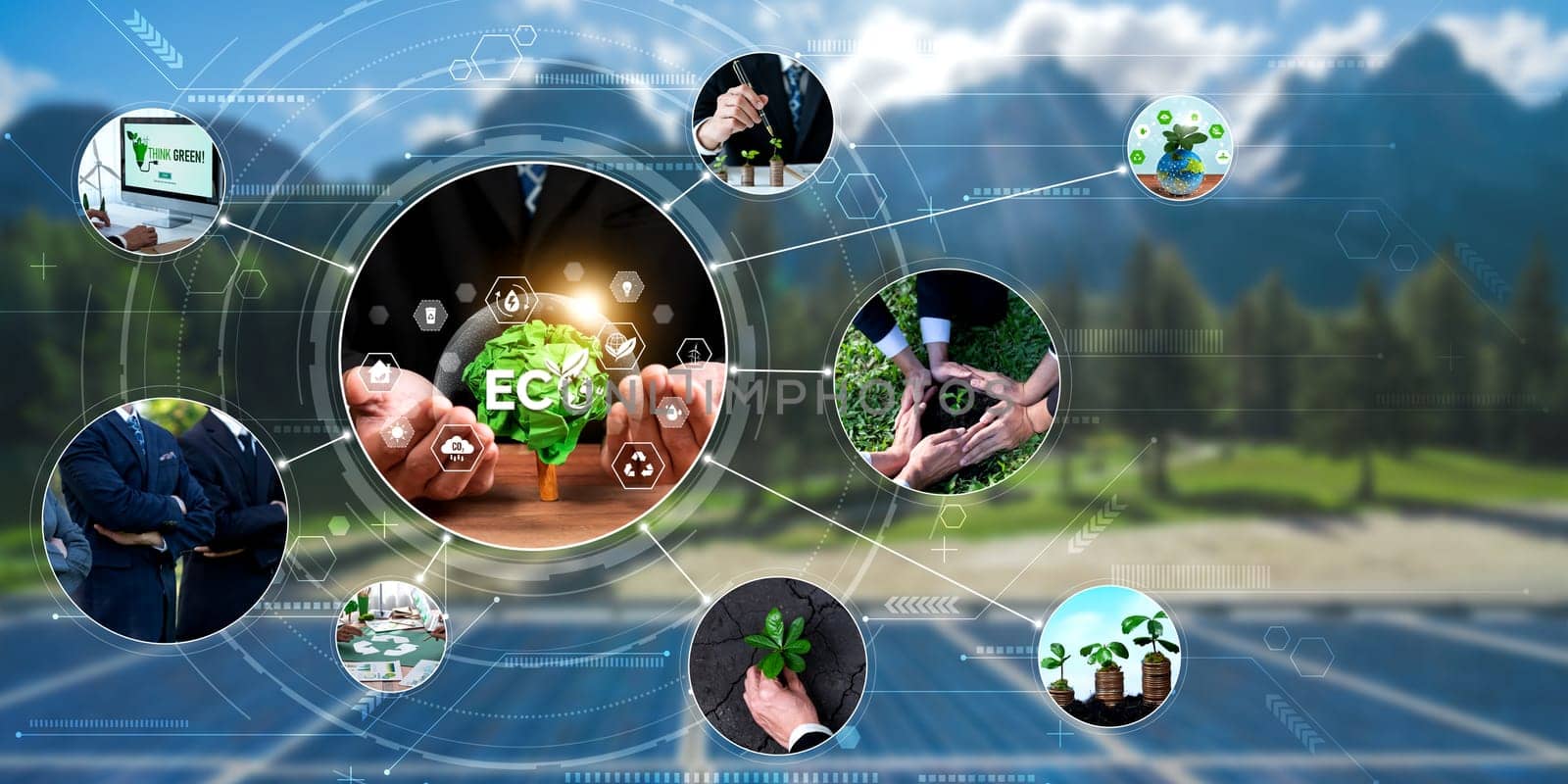 Green business ESG management tool to save world future concept model case idea to deal with bio carbon waste cycle data for better day of city life while building jobs, money, LCA tax and profit .