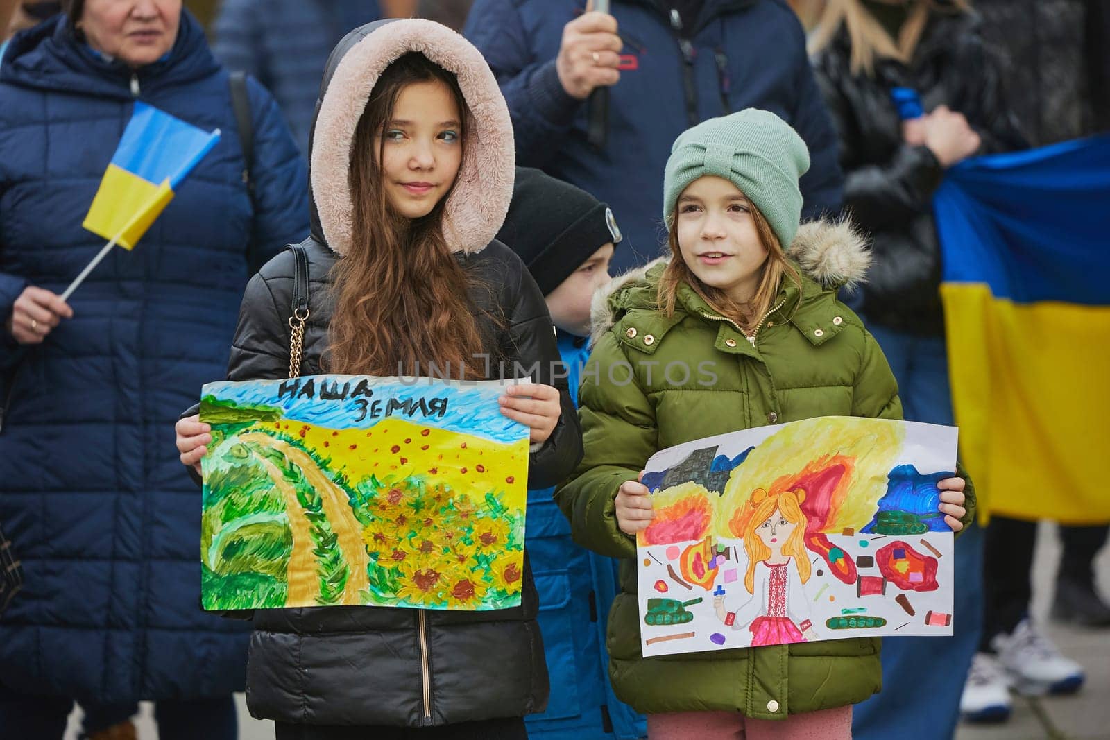 Ikast, Denmark, February 25, 2024: Action in support of Ukraine.