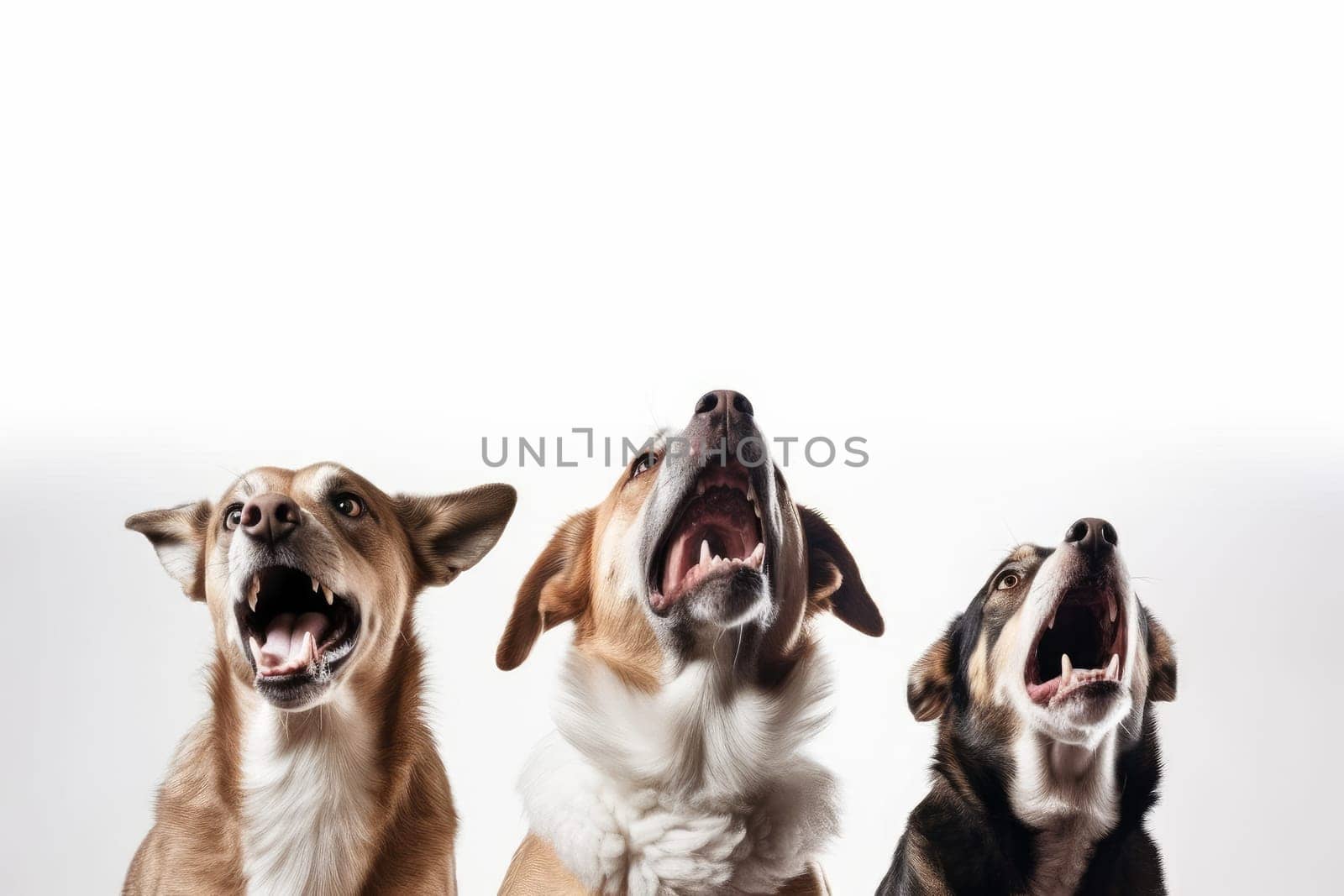 Banner with three hungry dogs. Generate Ai by ylivdesign