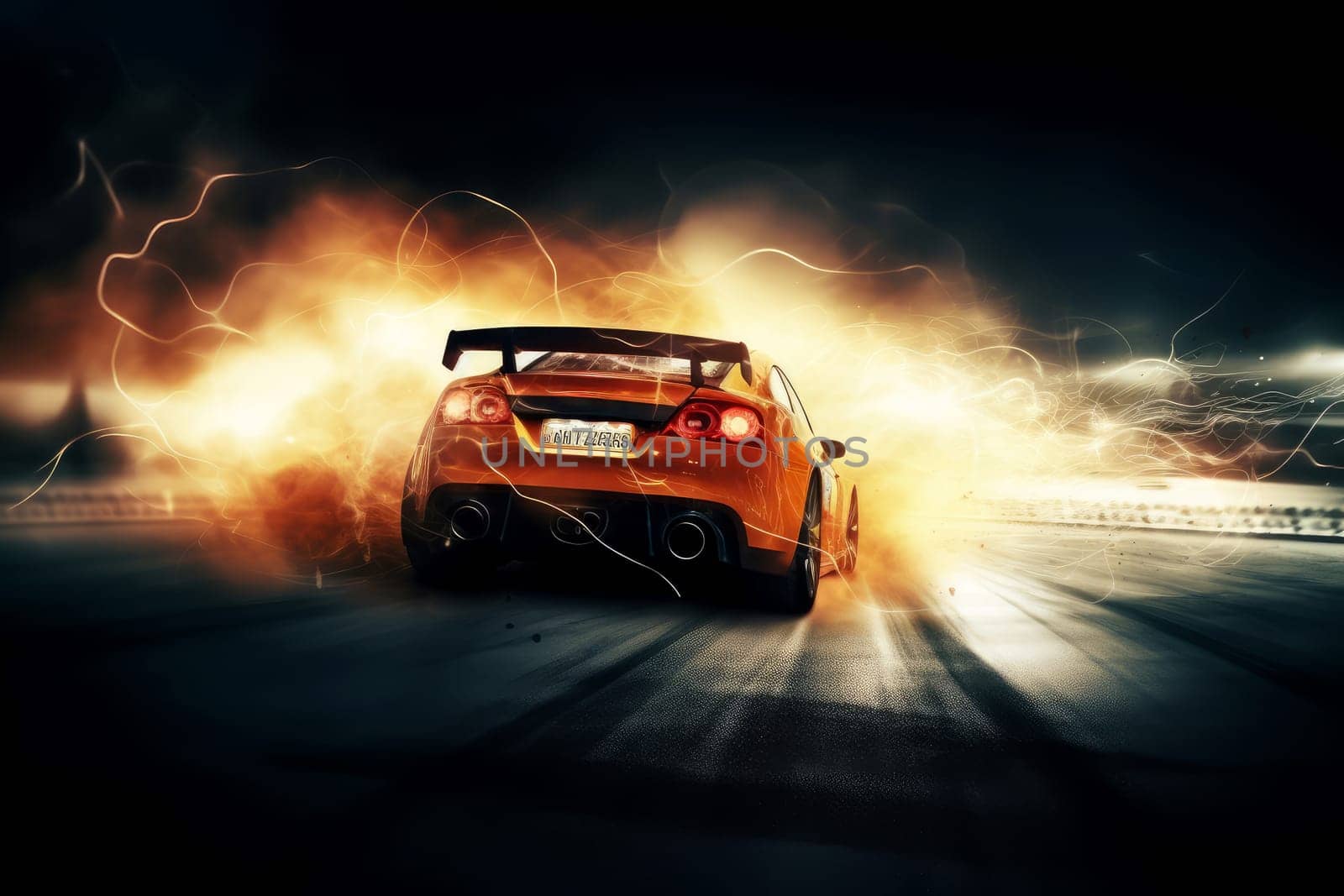 Car racing fire. Speed track turbo. Generate Ai