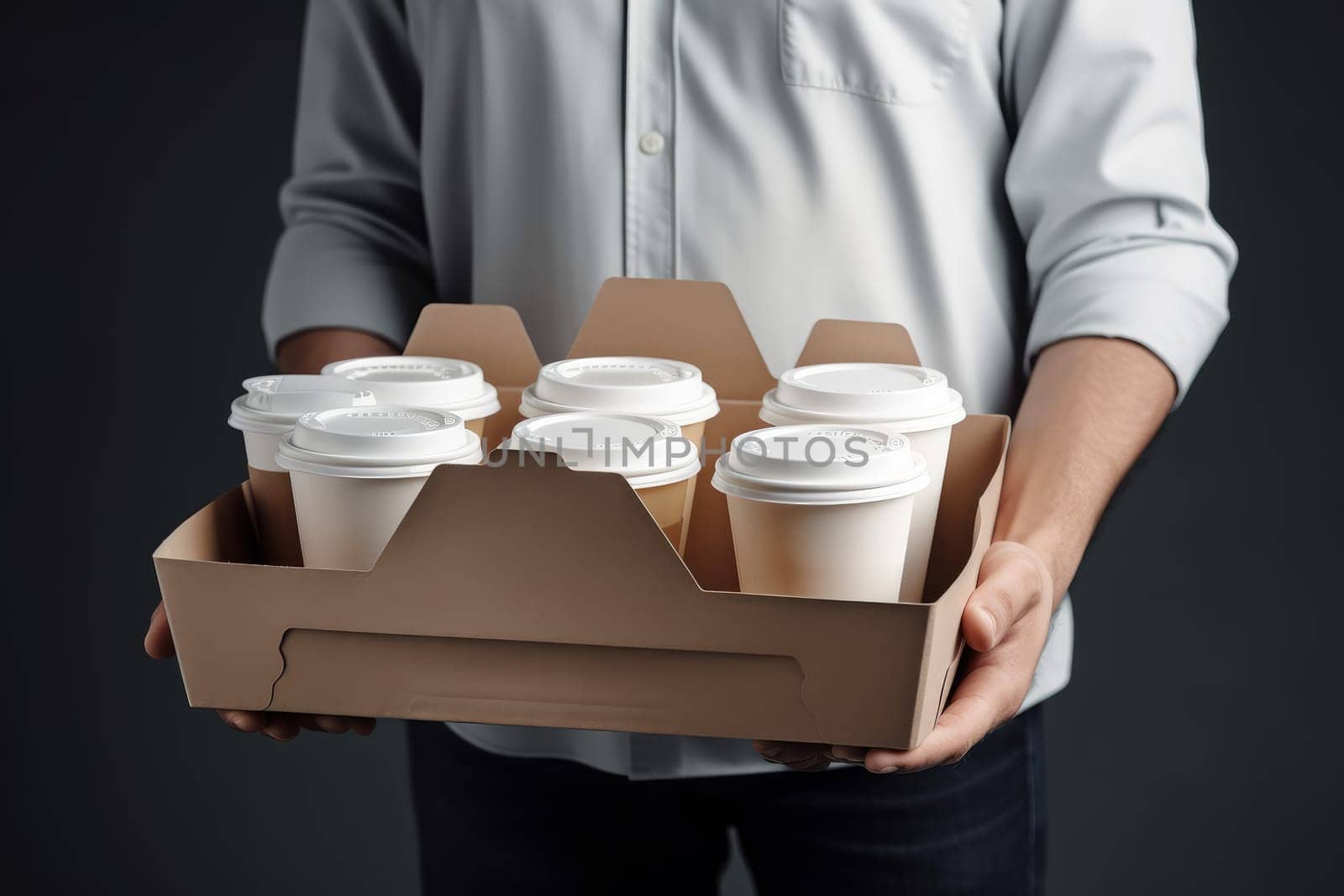 Coffee delivery man. Generate Ai by ylivdesign
