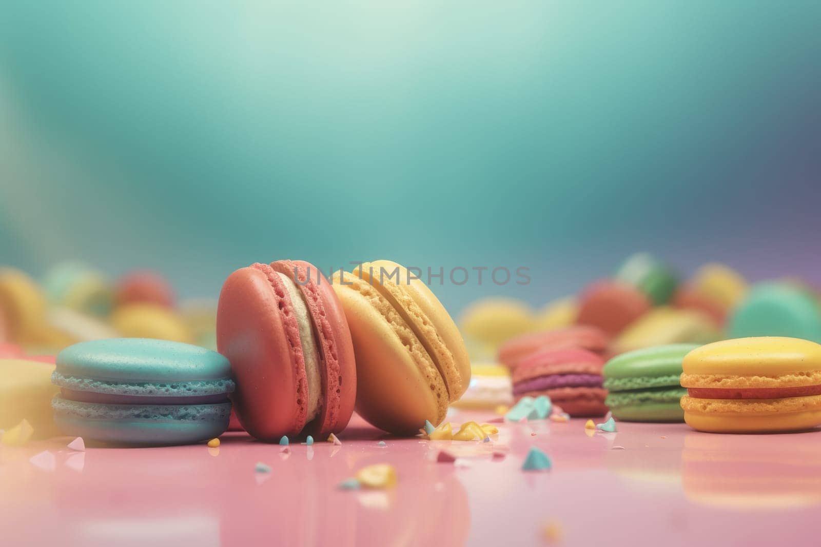 Colorful 3d macarons. Generate Ai by ylivdesign