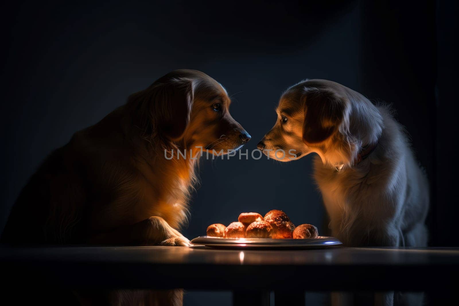 Dogs love eating. Home meal domestic. Generate Ai