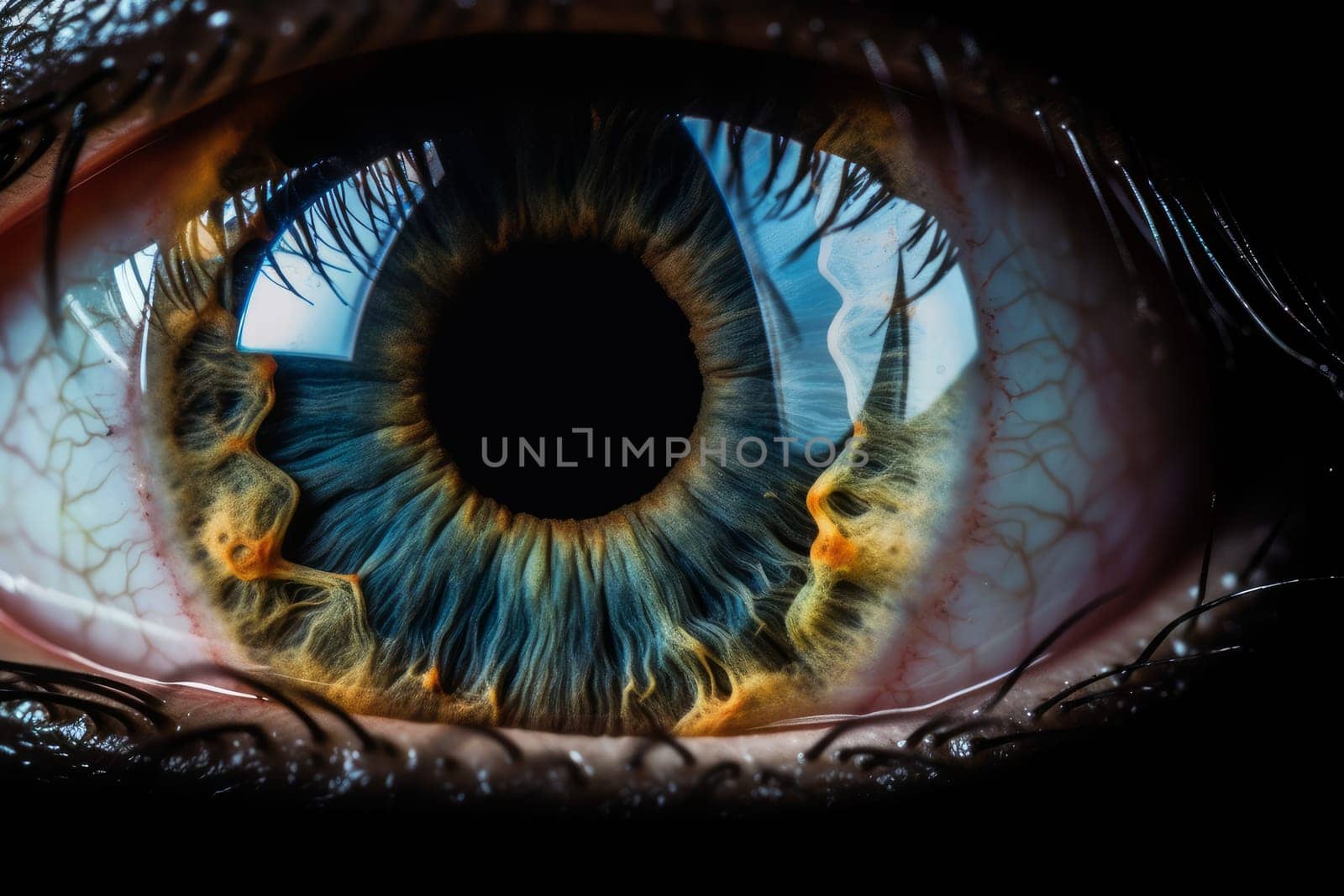 Eye human closeup. Future open beauty. Generate Ai