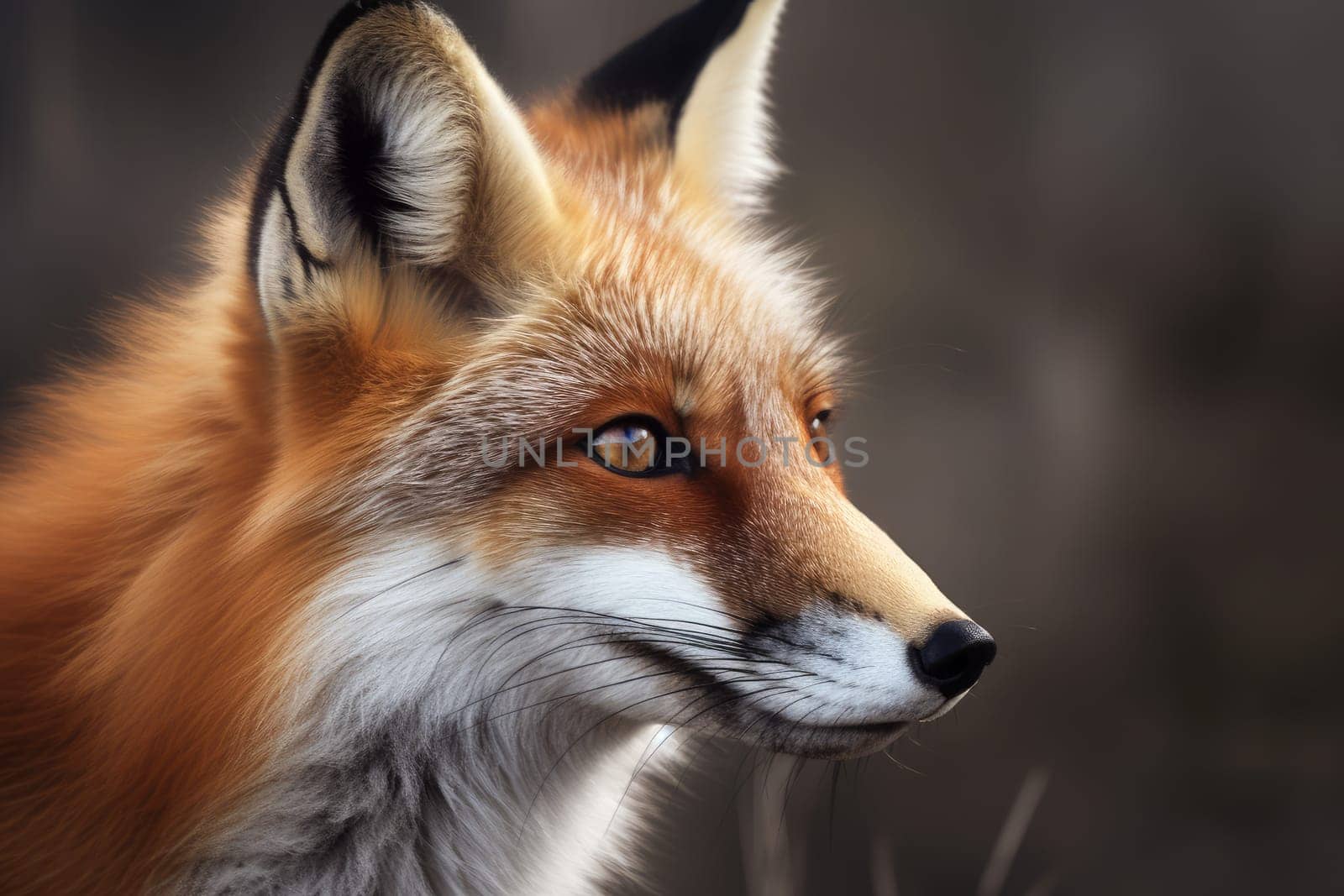 Cute fox head. Wildlife mammal. Generate Ai