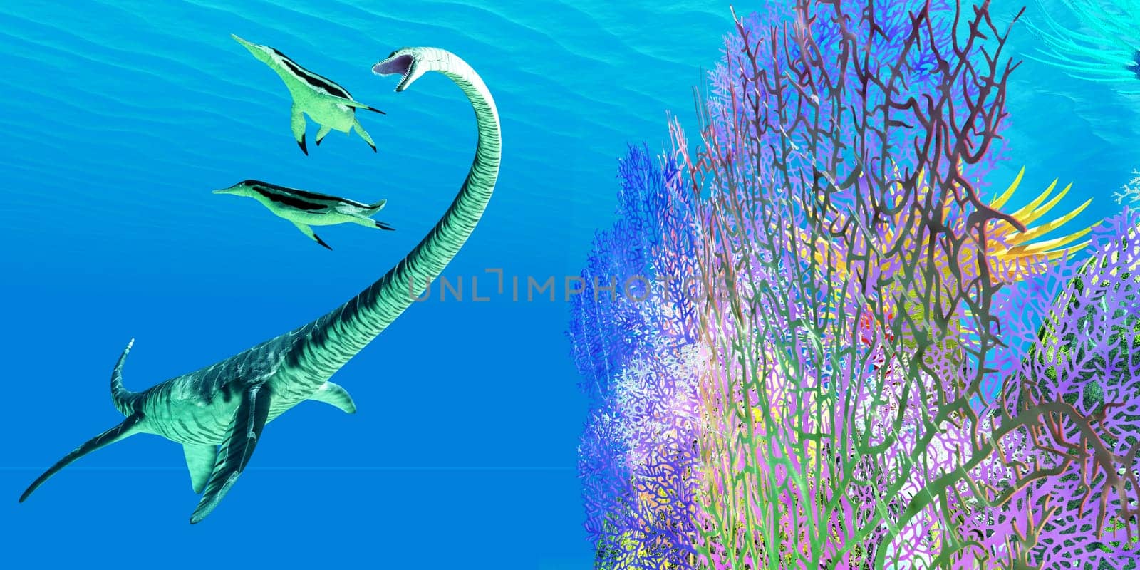 Elasmosaurus hunts Dolichorhynchops by Catmando