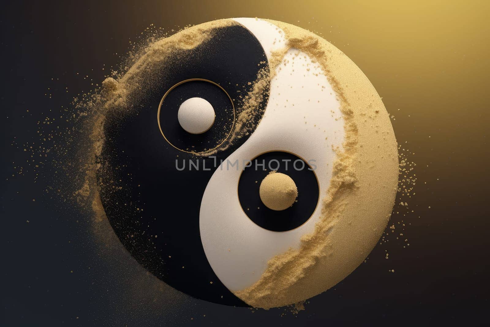 Golden and black yin yang. Luxury metal. Generate Ai