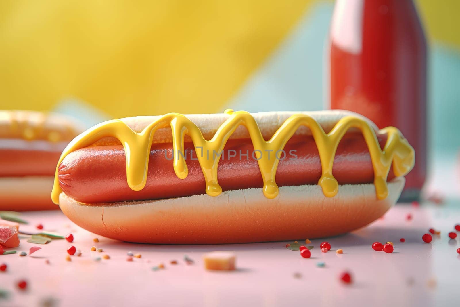 Hot dog with mustard. Generate Ai by ylivdesign