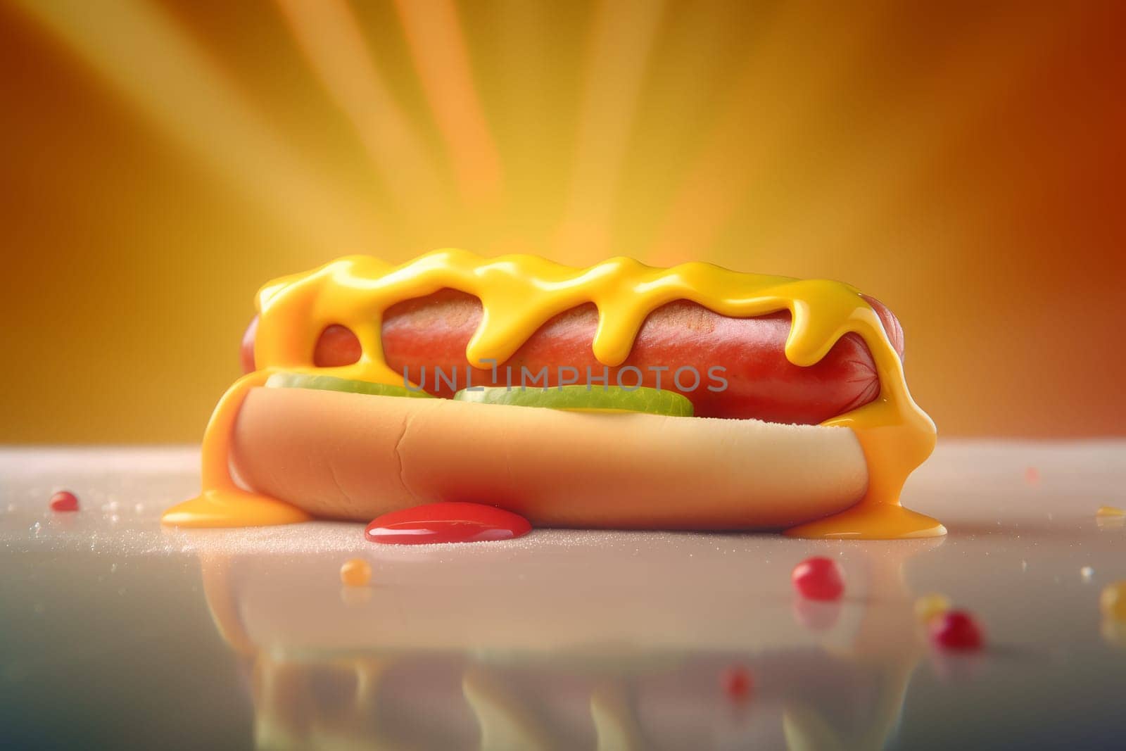 Hot dog with ketchup. Generate Ai by ylivdesign