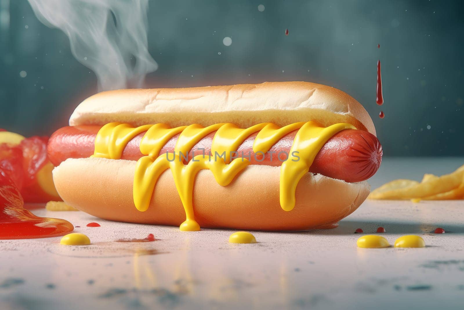 Fresh hot dog. Sausage food. Generate Ai