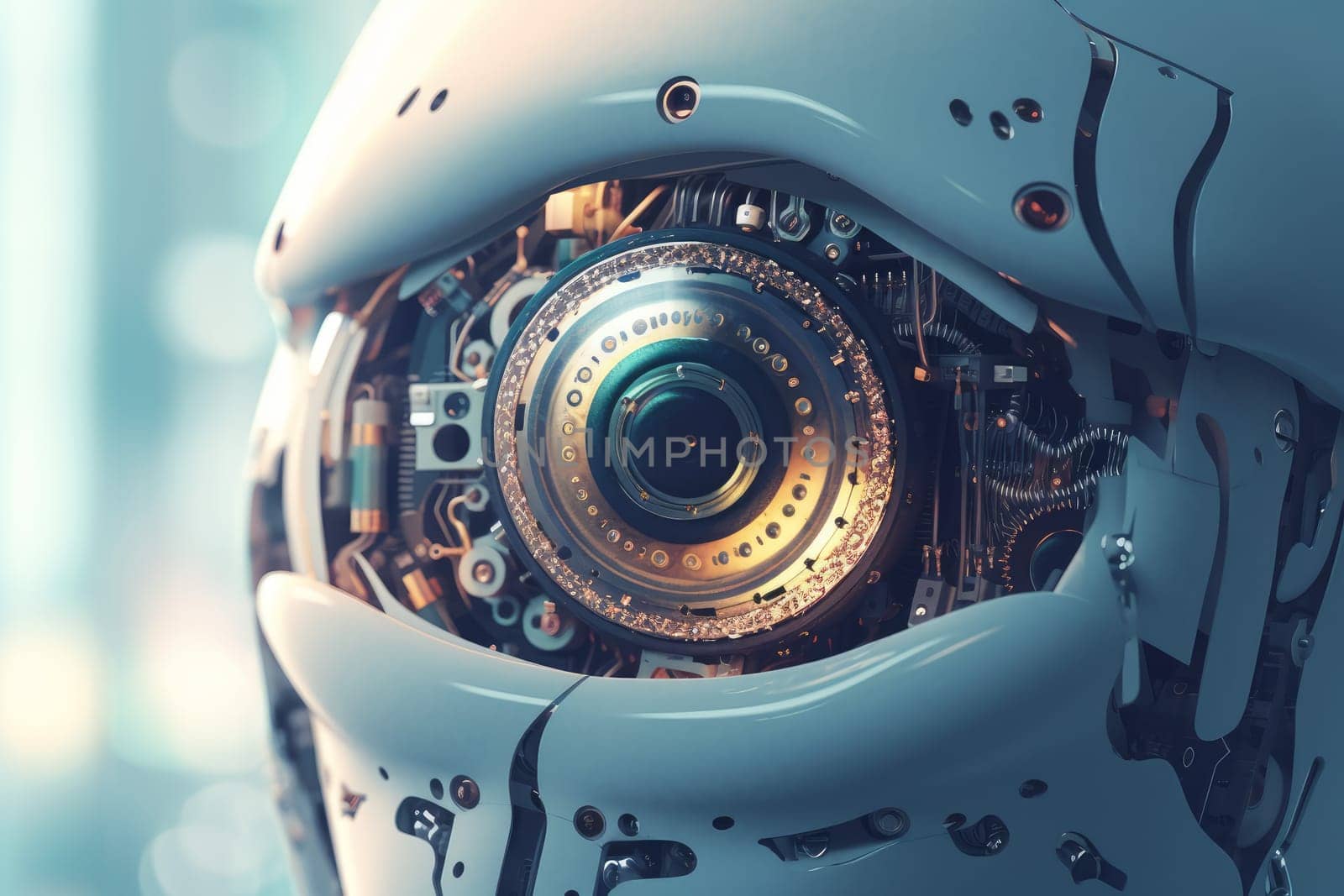 Human eye in robot. Digital futuristic. Generate Ai