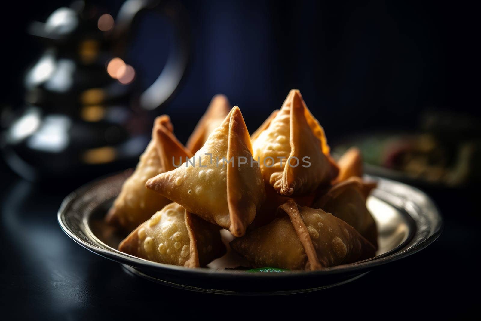 Samosa spicy food. Generate Ai by ylivdesign