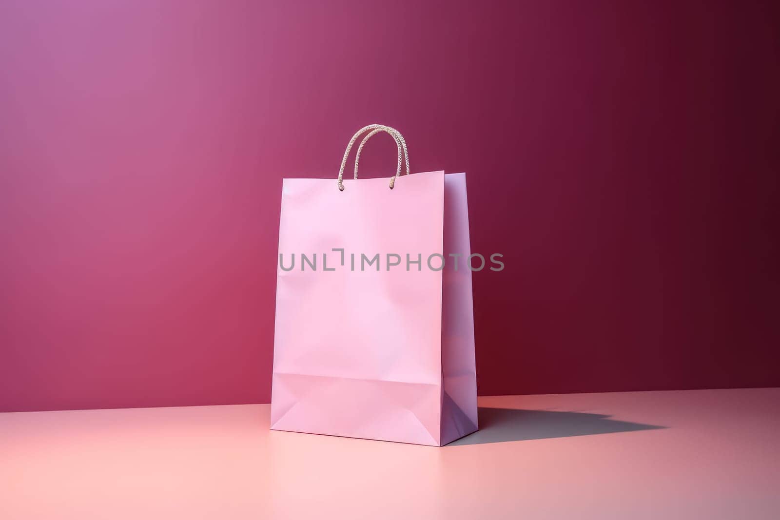 Pink shopping bag. Paper hand bag. Generate Ai